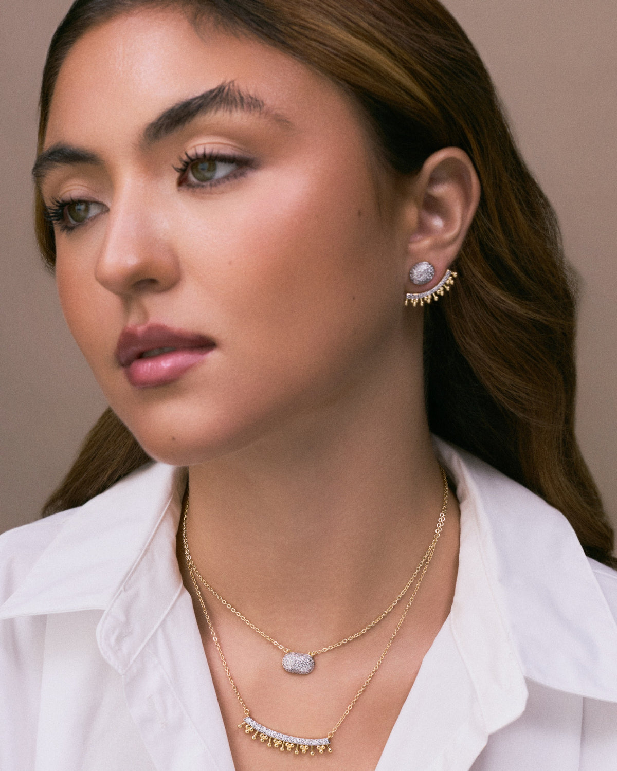Golden Beaded Ear Jacket