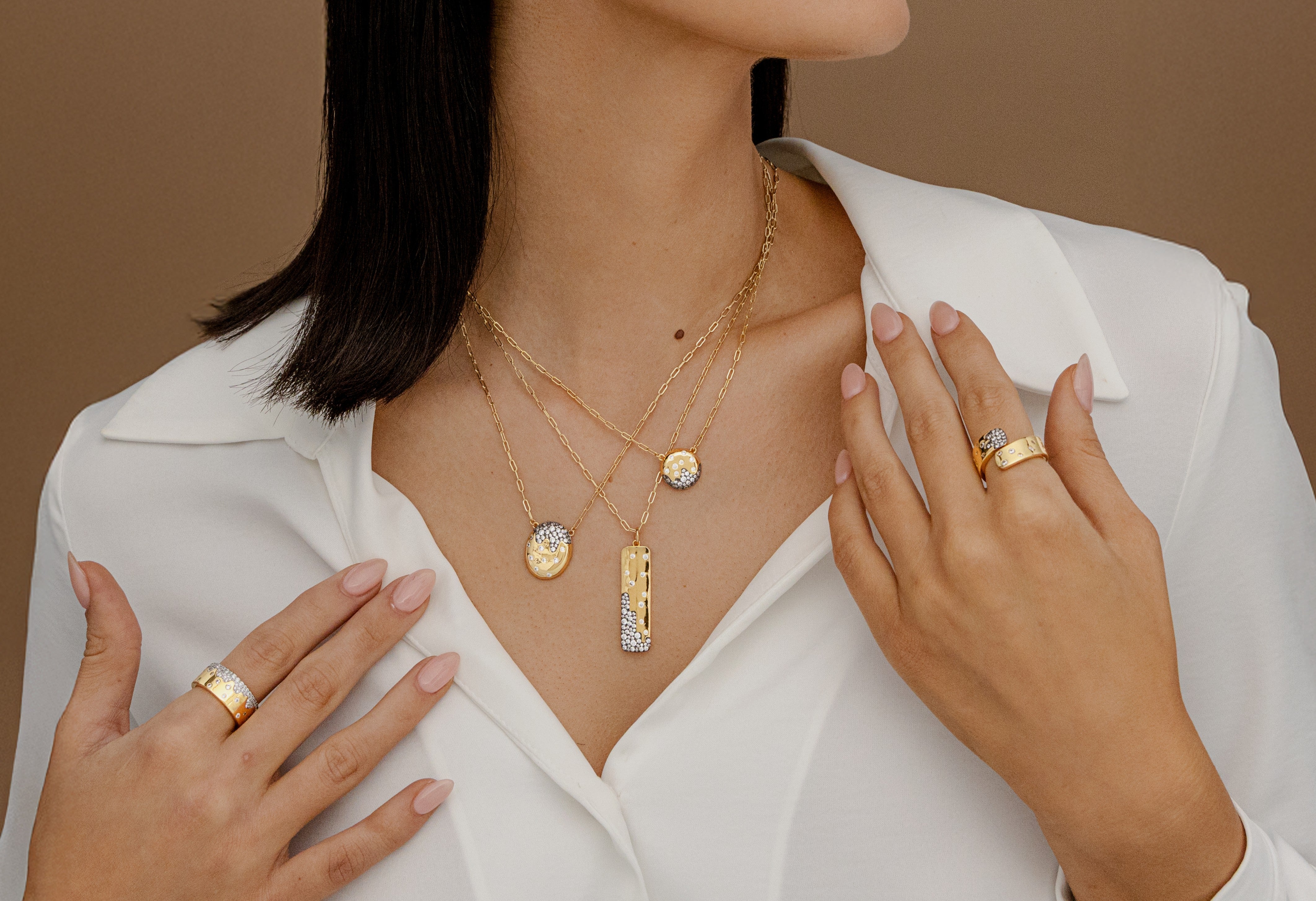 Scattered Pave Rectangle Necklace - Josefina Jewels