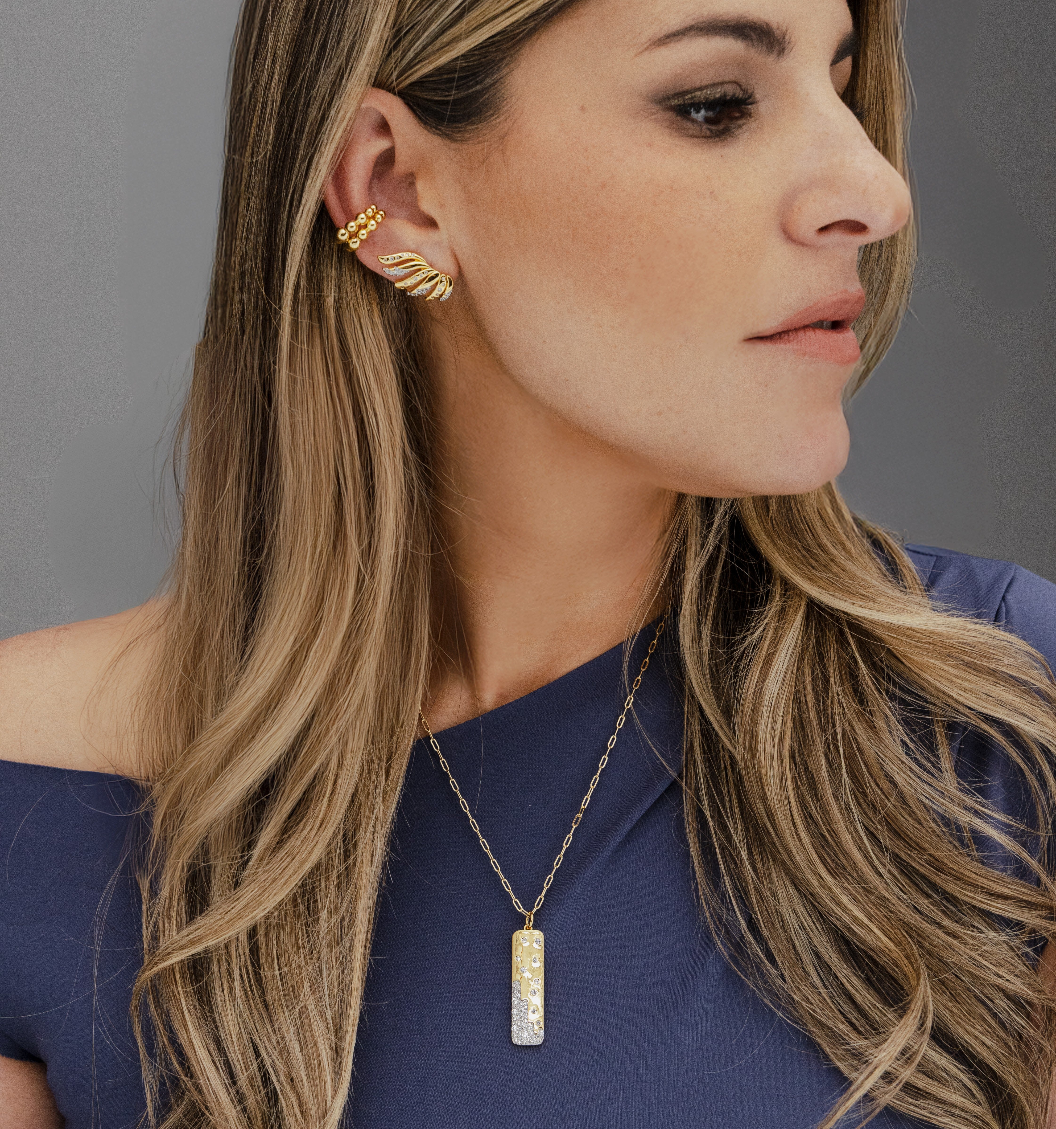 Wings Scattered Pave Ear Climber Earrings - Josefina Jewels