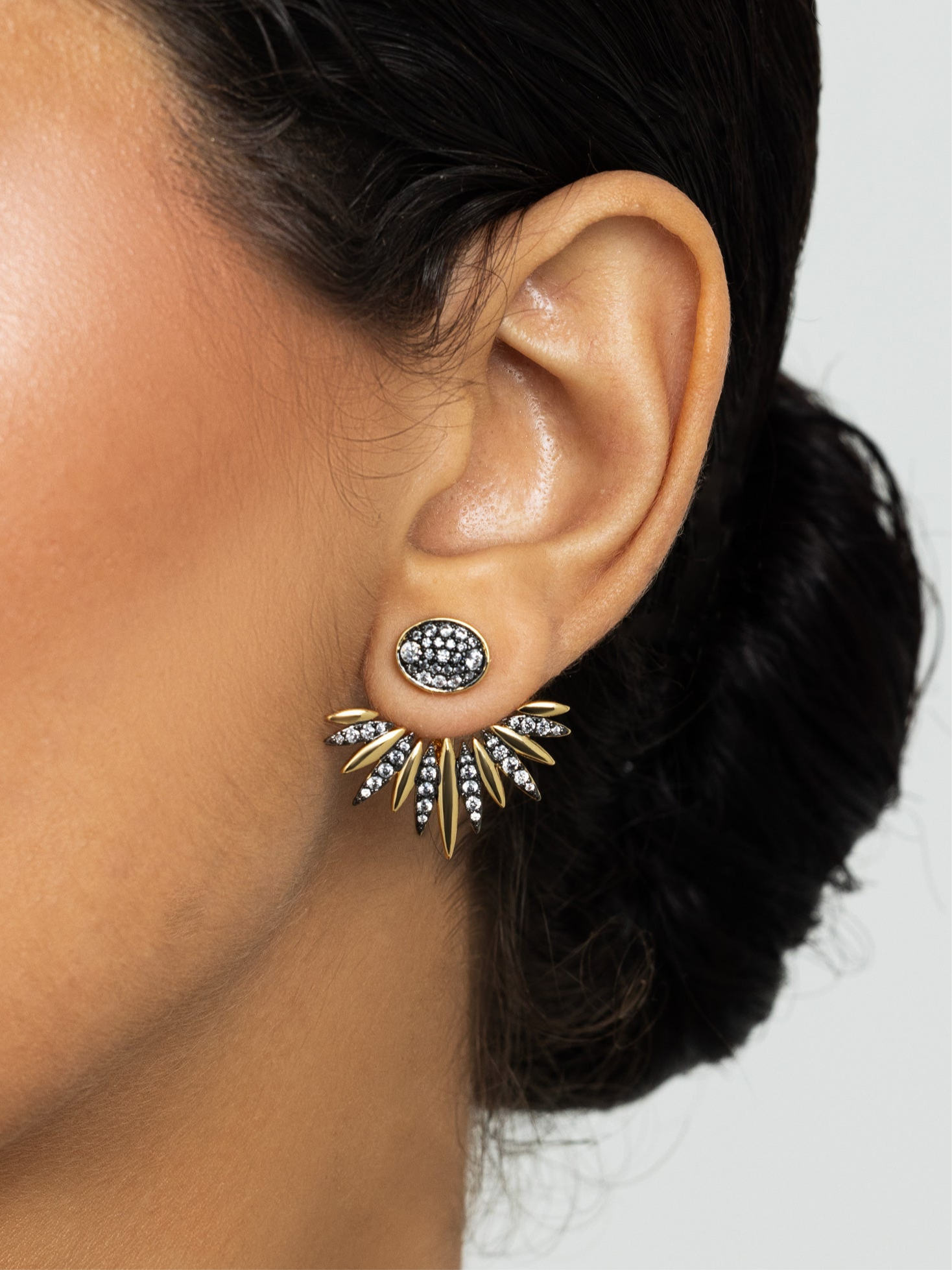 Pave Oval Shape Stud Earrings - Josefina Jewels