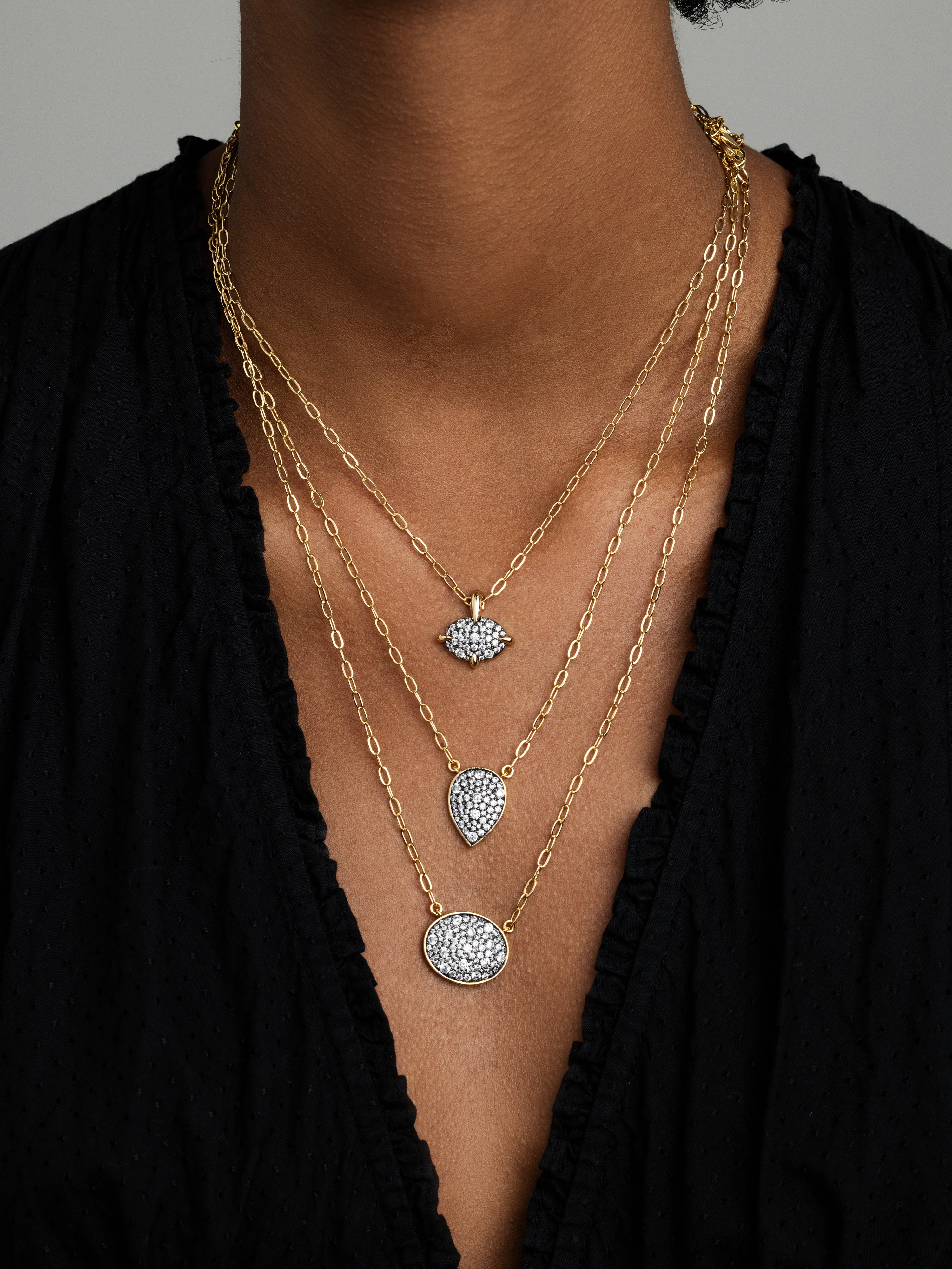 Pave Pear Shaped Necklace - Josefina Jewels