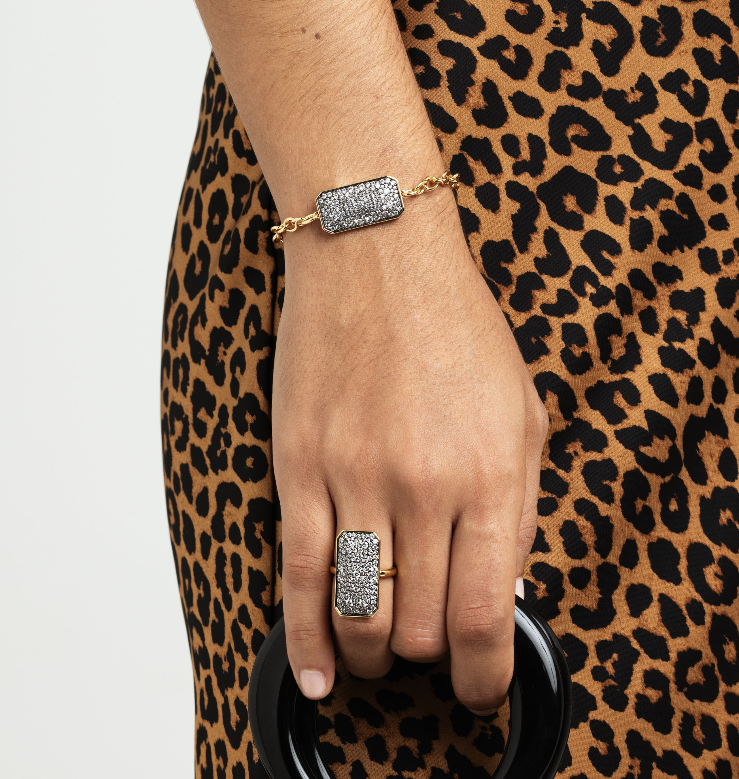Pave Rectangle Shape Chain Bracelet - Josefina Jewels