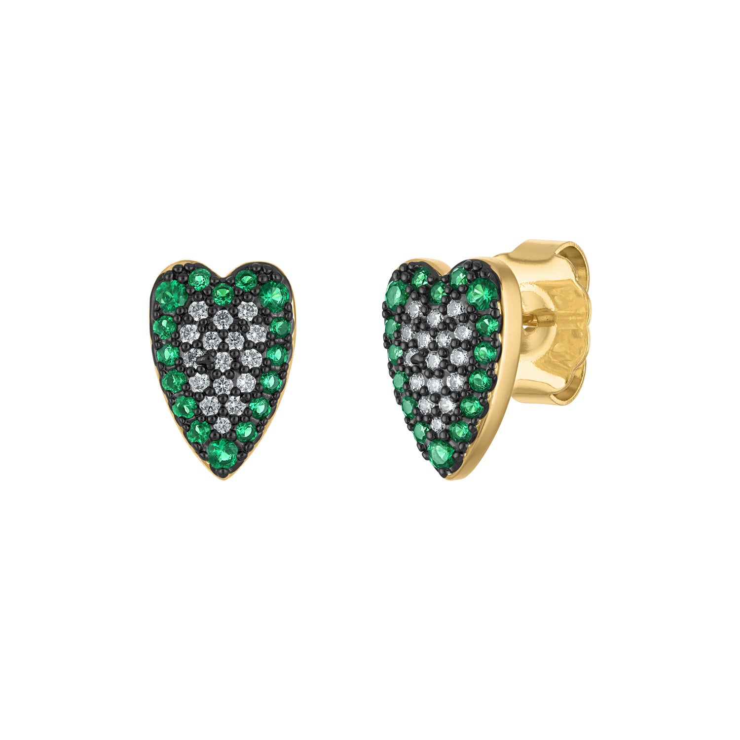 Colorful Heart Pave Stud Earrings - Josefina Jewels