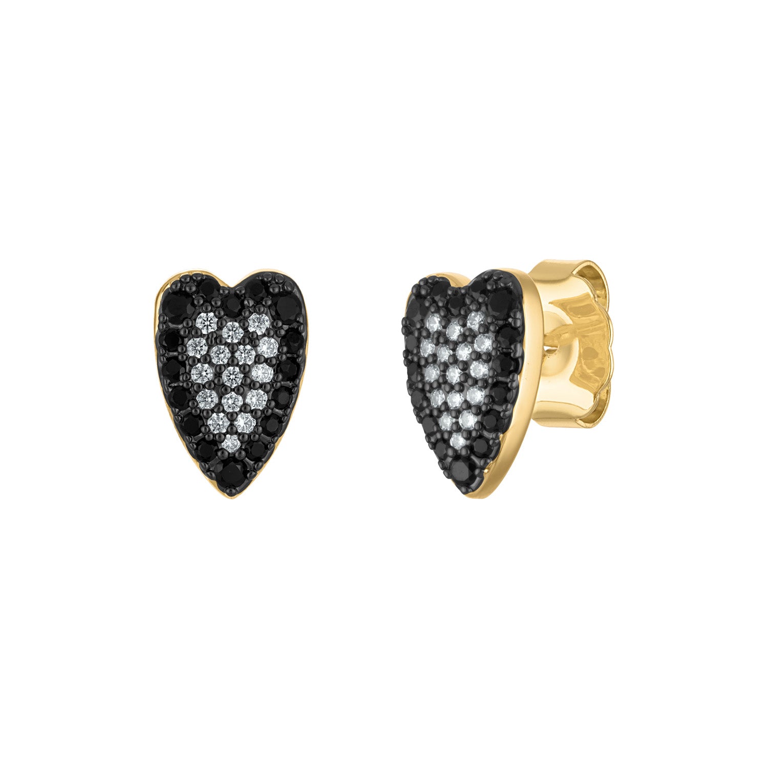 Colorful Heart Pave Stud Earrings - Josefina Jewels