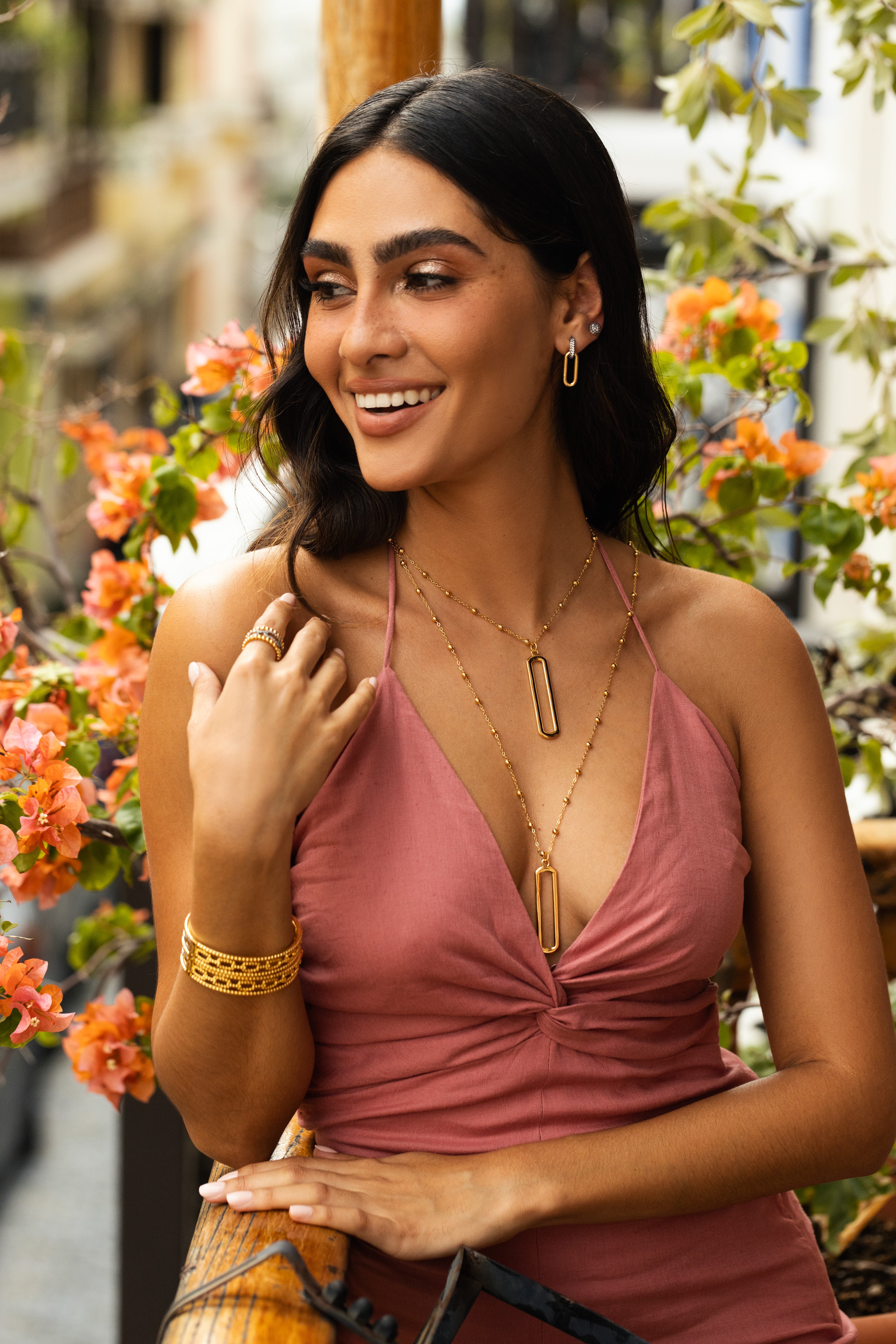 Golden Link Long Necklace 32 Inches - Josefina Jewels