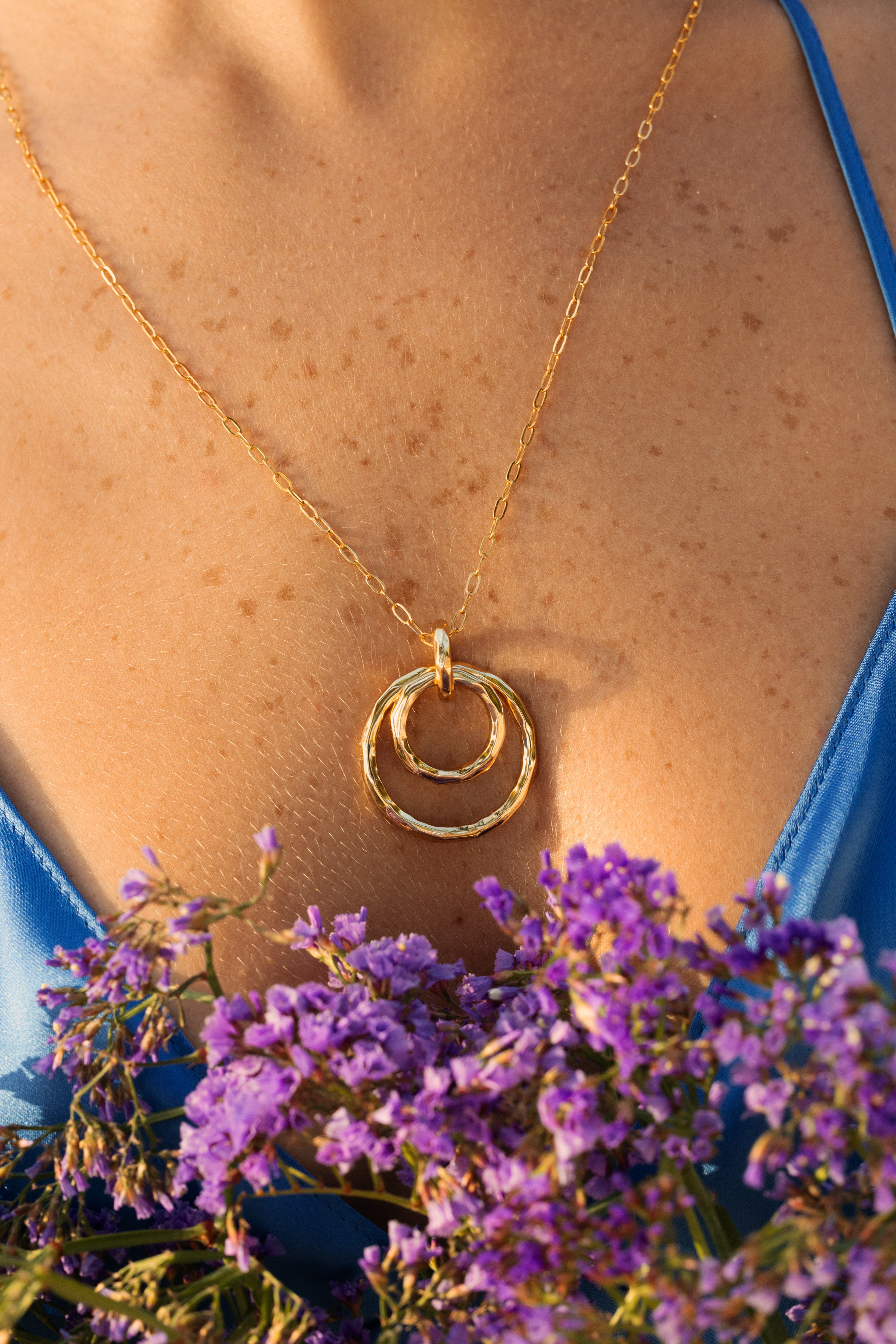 Paula Hammered Long Necklace - Josefina Jewels