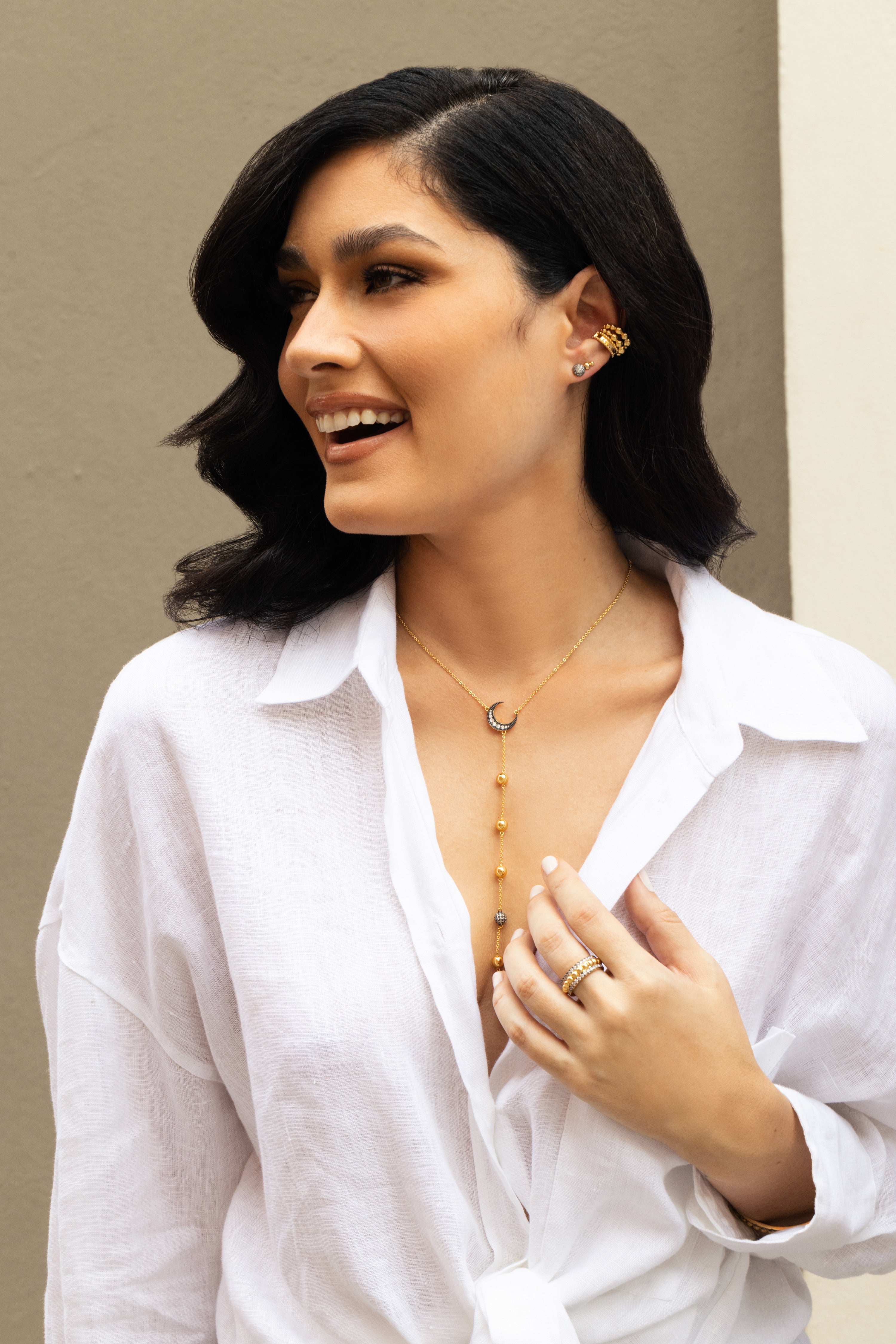 Moon Tie Necklace - Josefina Jewels