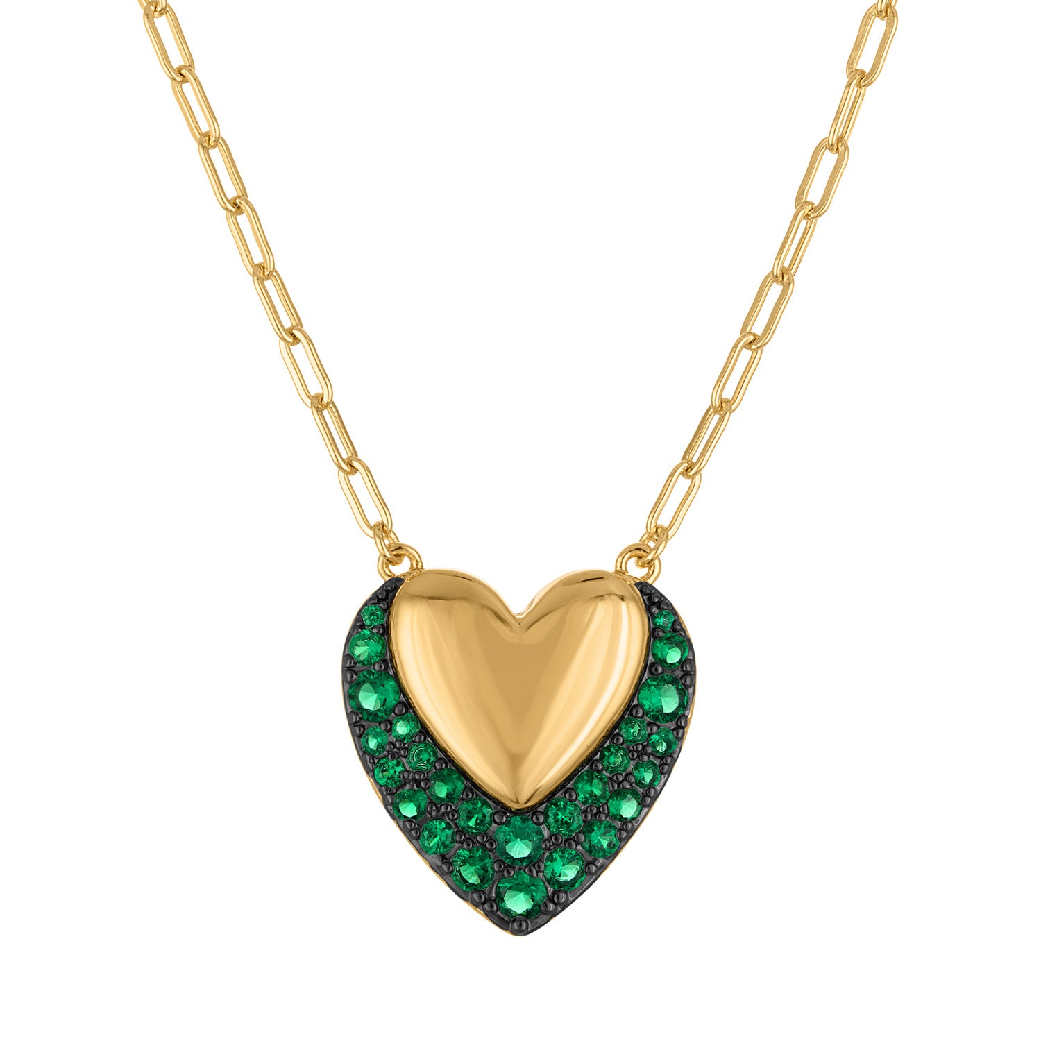 Golden Heart & Pave Color Necklace - Josefina Jewels