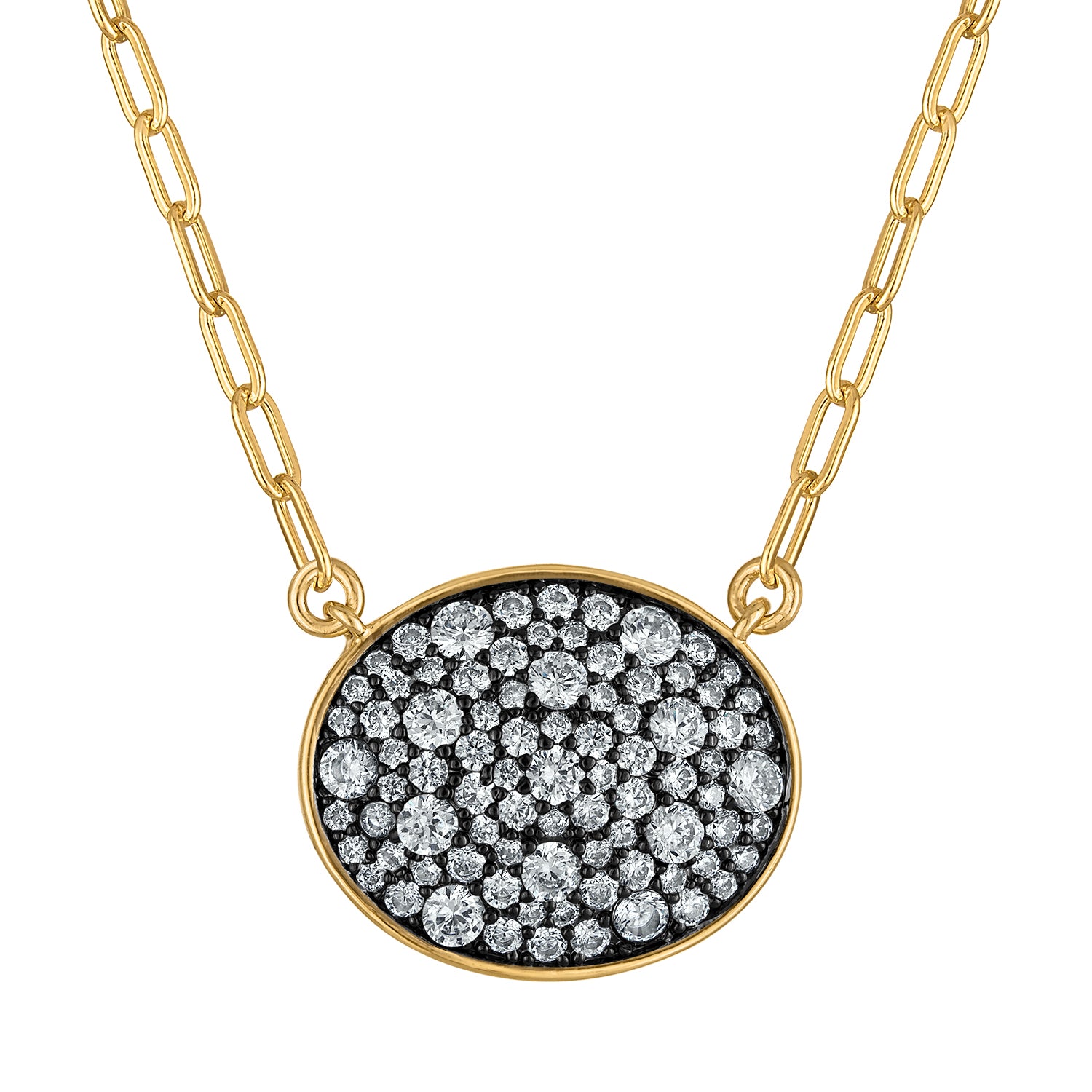 Pave Oval Shape Necklace - Josefina Jewels