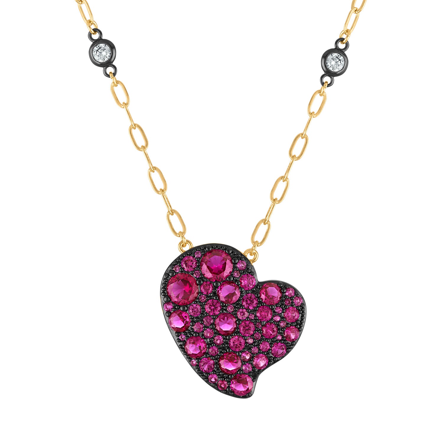 Heart Color Pave Necklace - Josefina Jewels