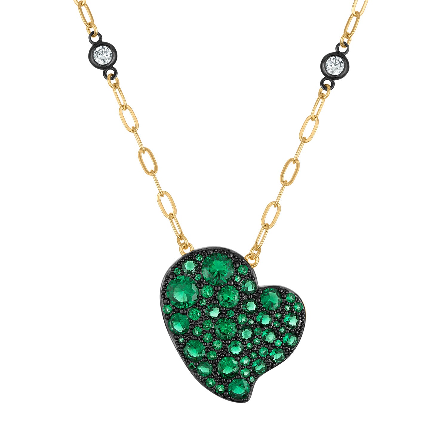 Heart Color Pave Necklace - Josefina Jewels
