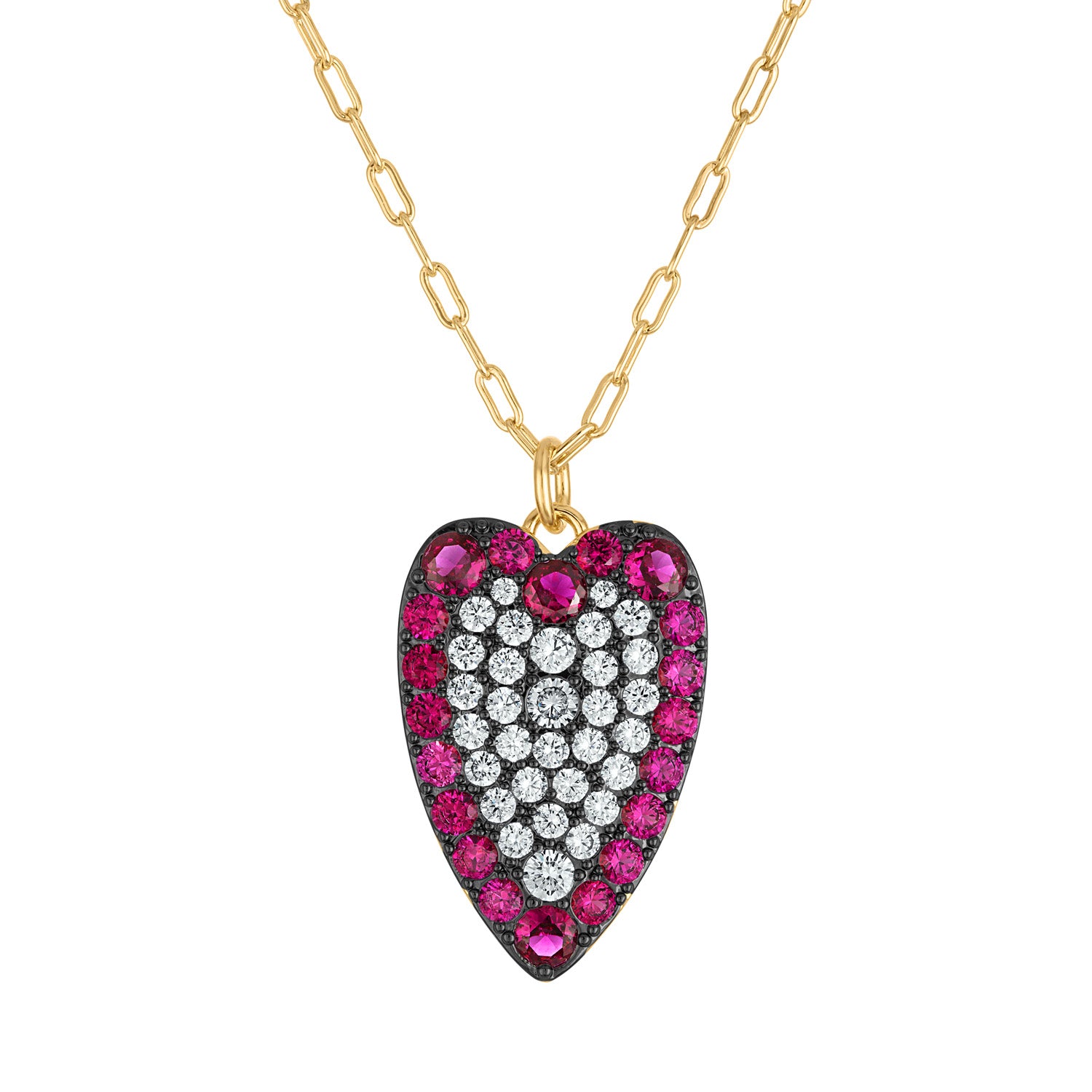 Colorful Heart Pave Necklace - Josefina Jewels