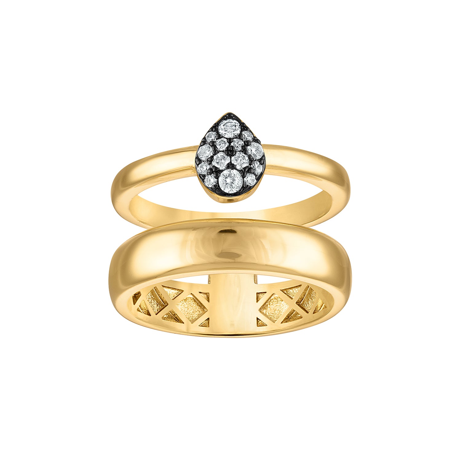 Pave Pear Shape Double Ring - Josefina Jewels