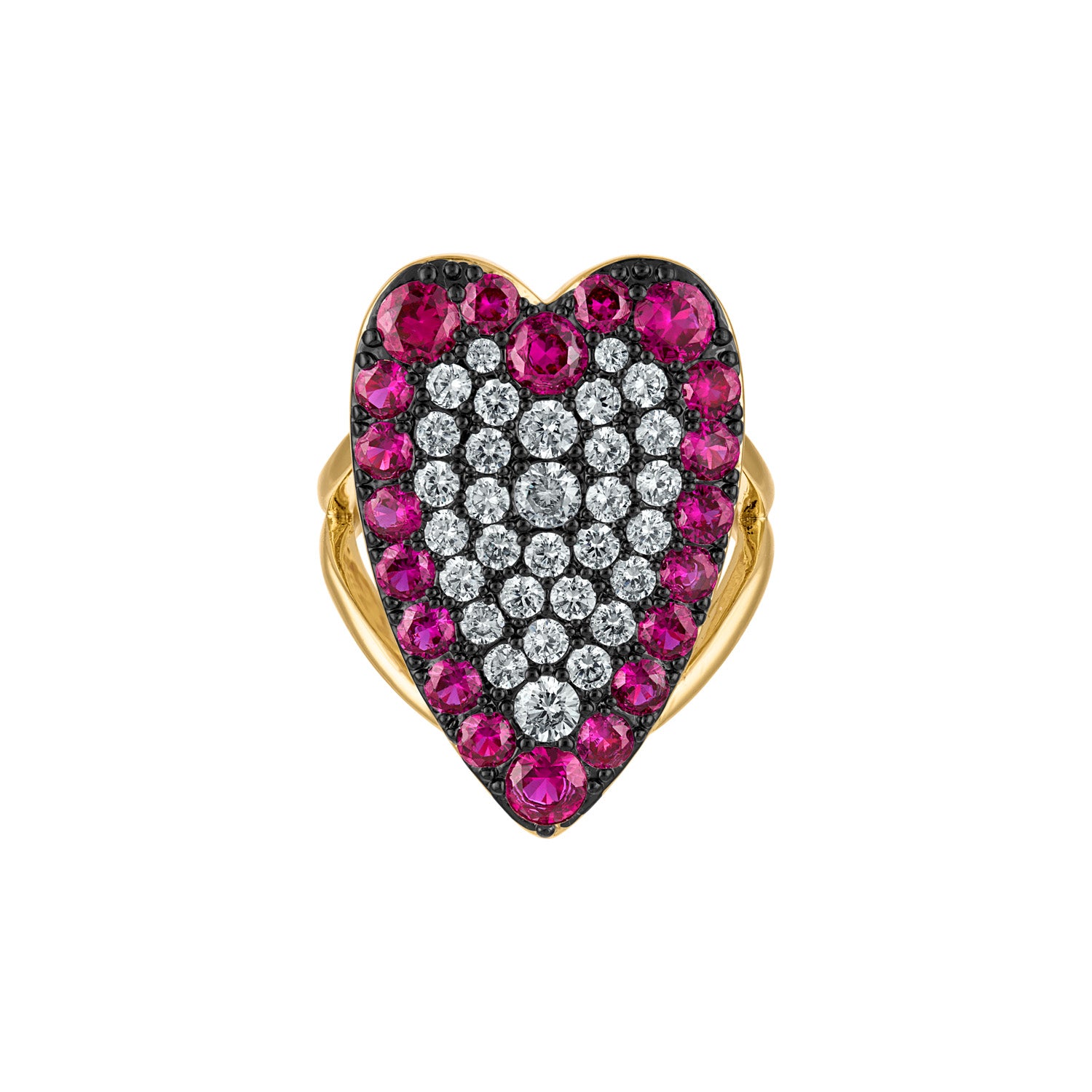 Colorful Heart Pave Cocktail Ring - Josefina Jewels