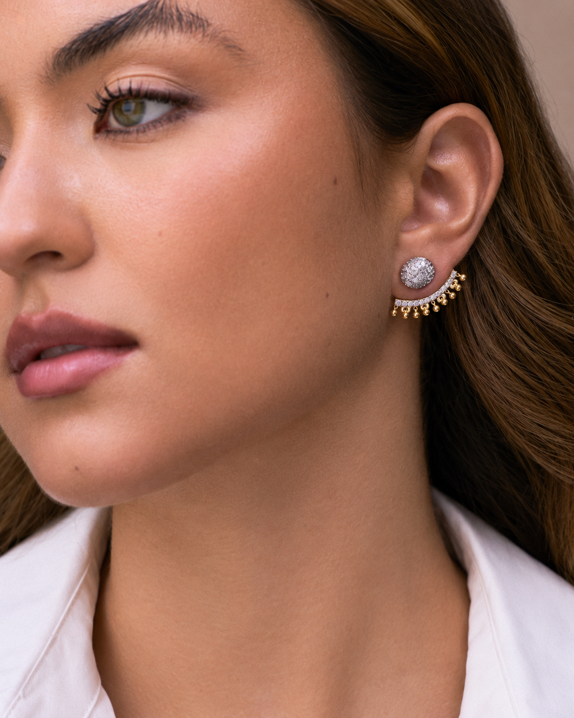 Golden Beaded Ear Jacket - Josefina Jewels