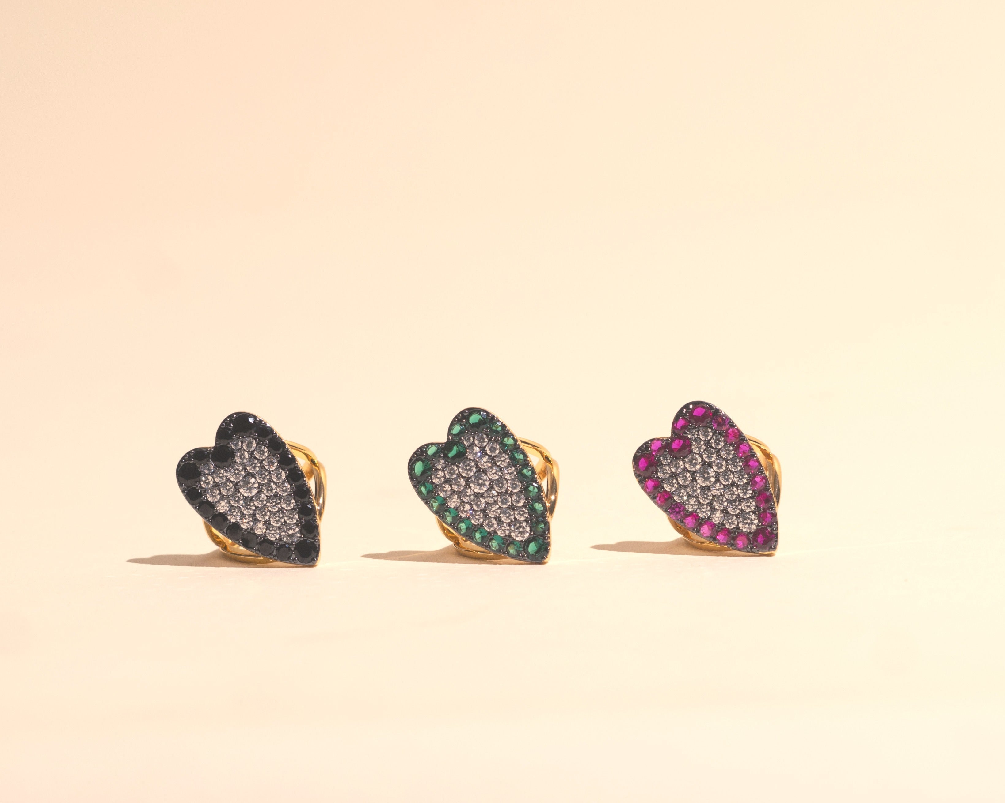 Colorful Heart Pave Cocktail Ring - Josefina Jewels