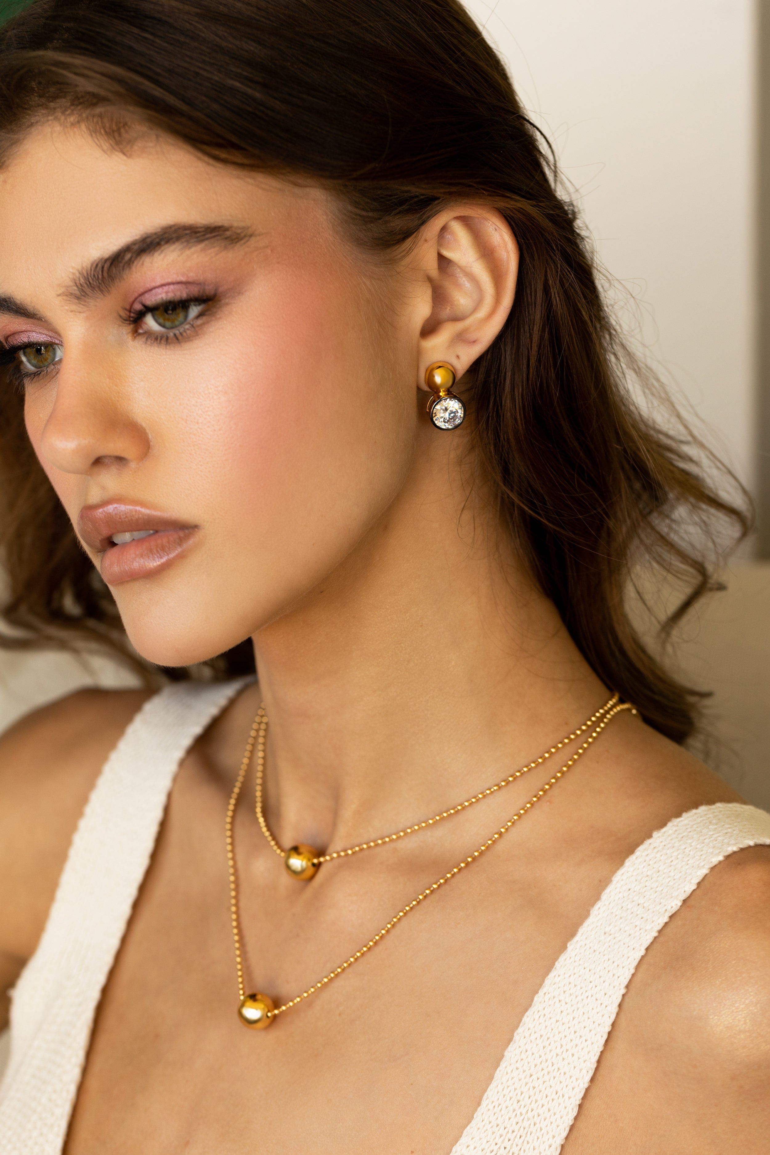 Mia Gold Ball Pendant Short - Josefina Jewels