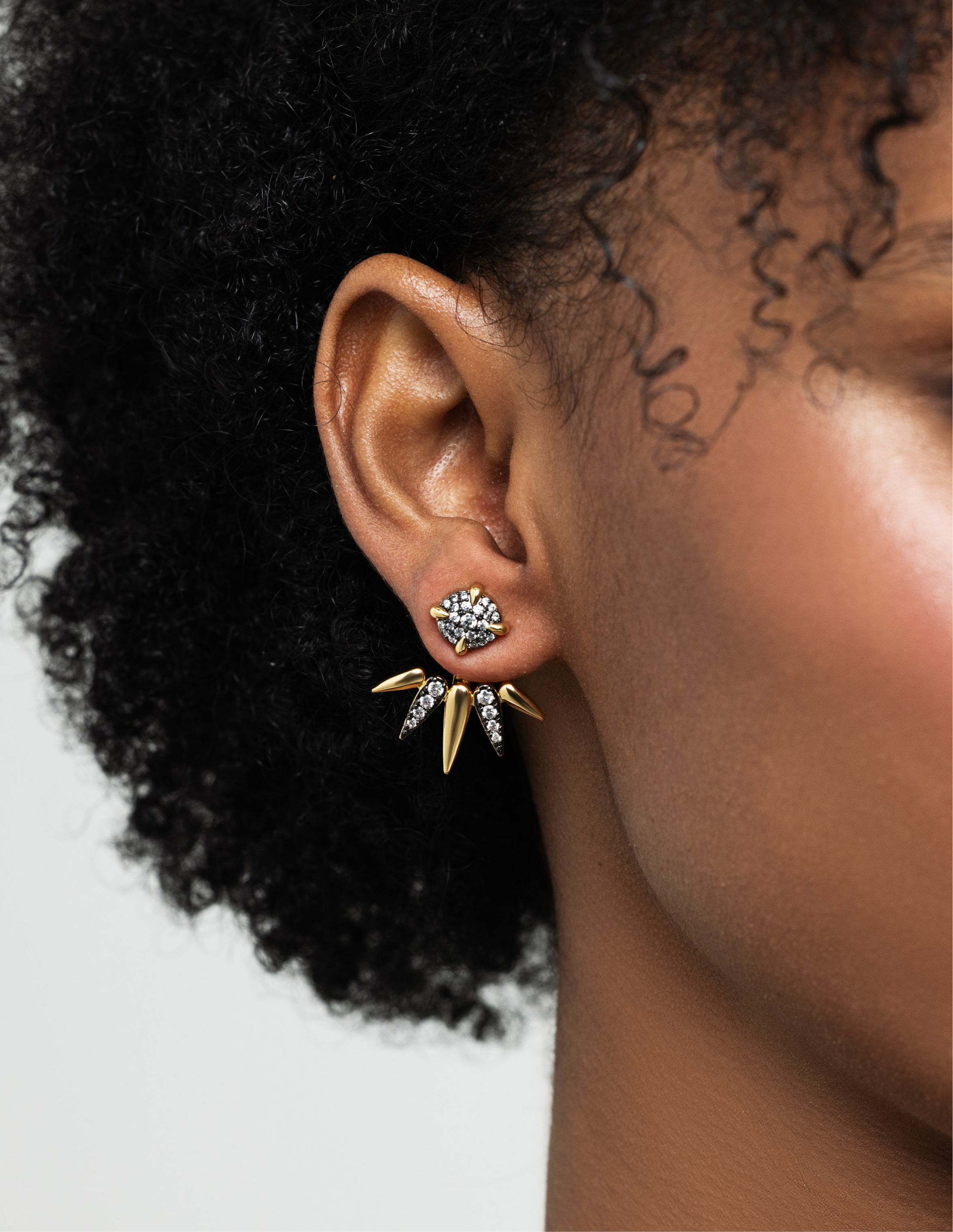 Oval Spike Stud Earrings - Josefina Jewels