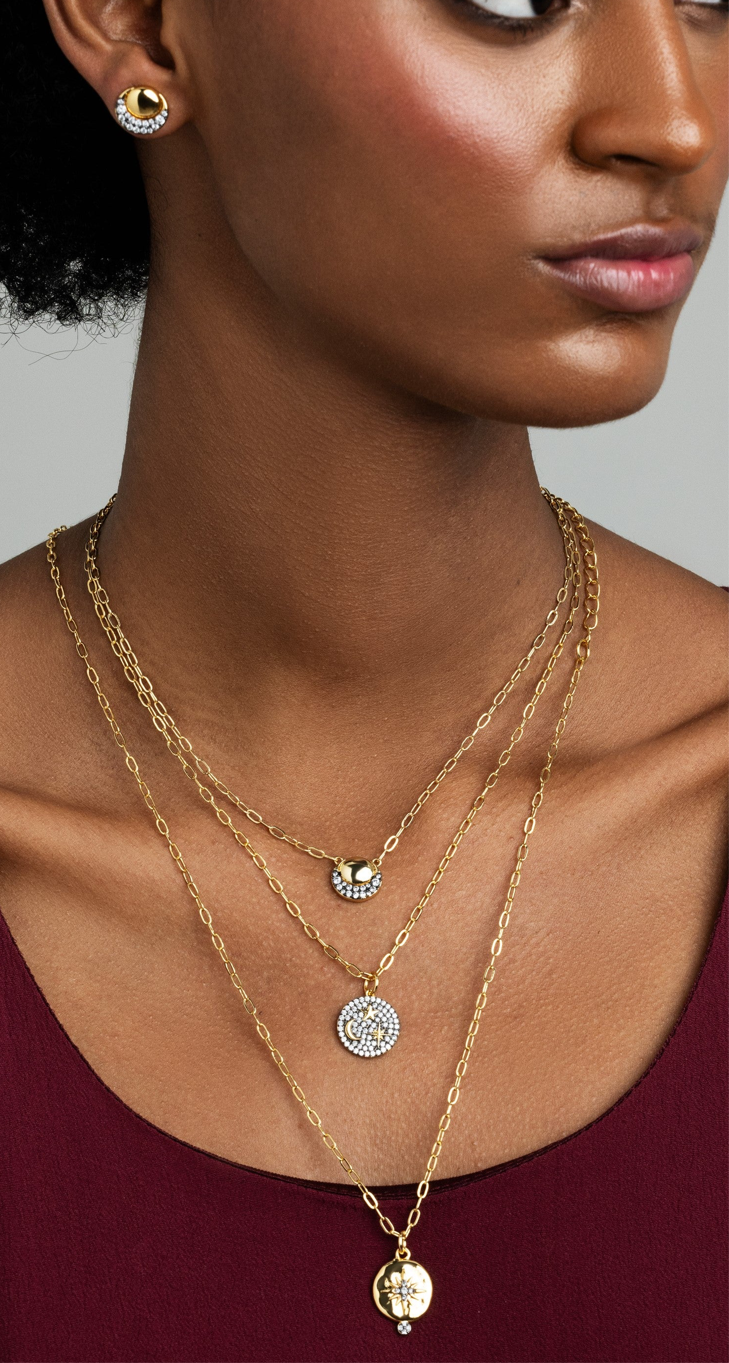 Pave & Gold Short Necklace - Josefina Jewels