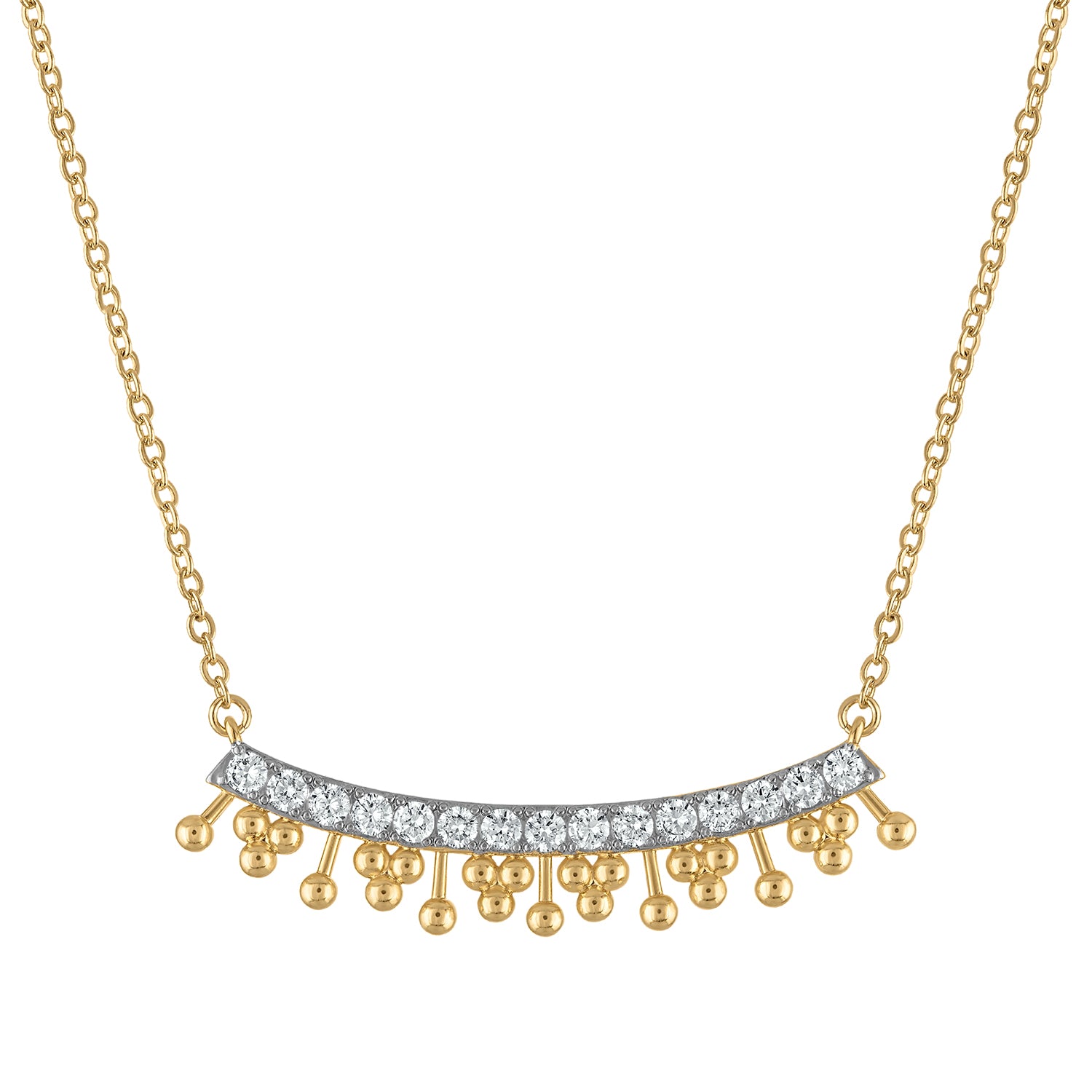 Gold Beaded Fringe Necklace