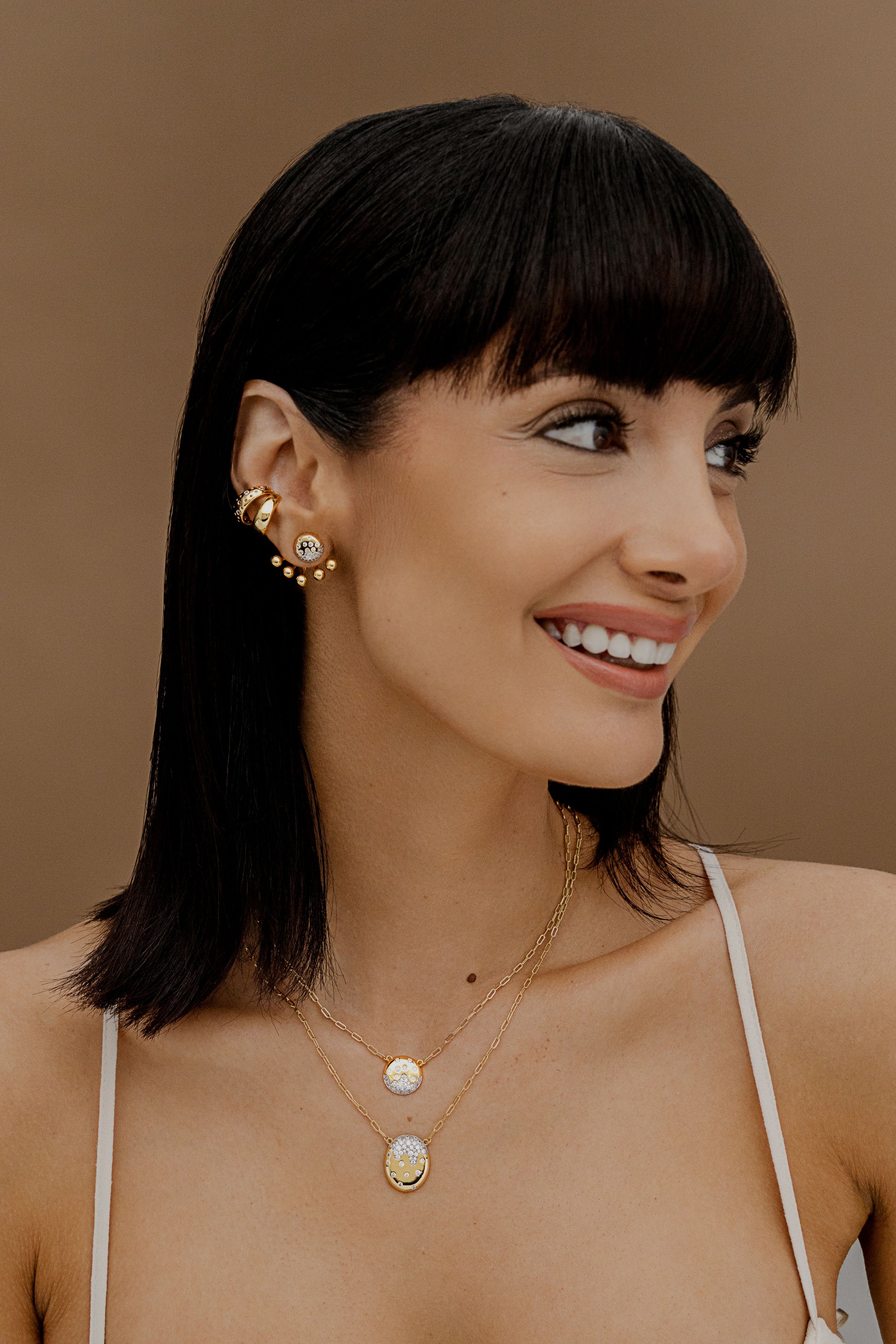 Scattered Pave Oval Necklace - Josefina Jewels