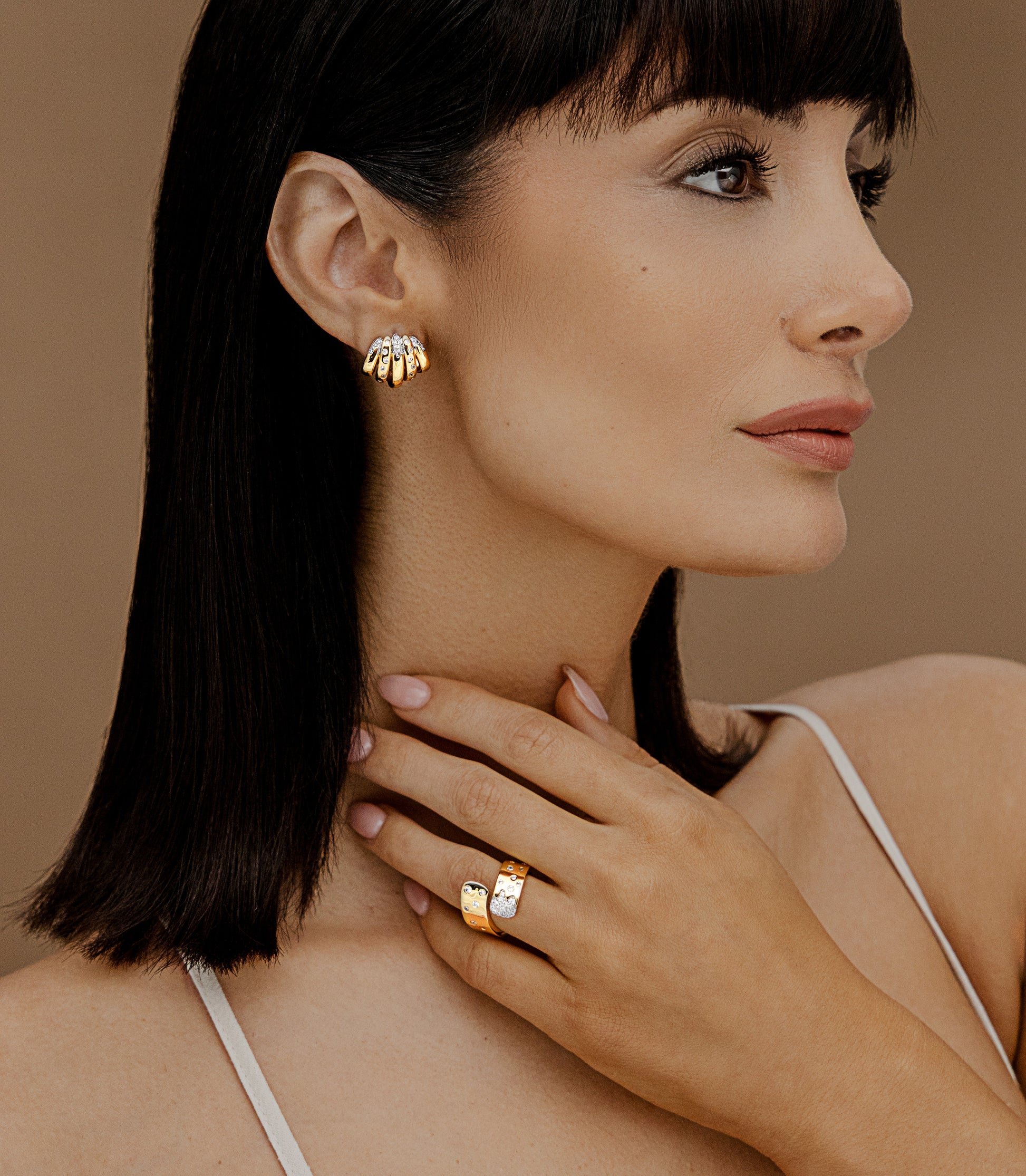 5 Rows Scattered Pave Earring - Josefina Jewels