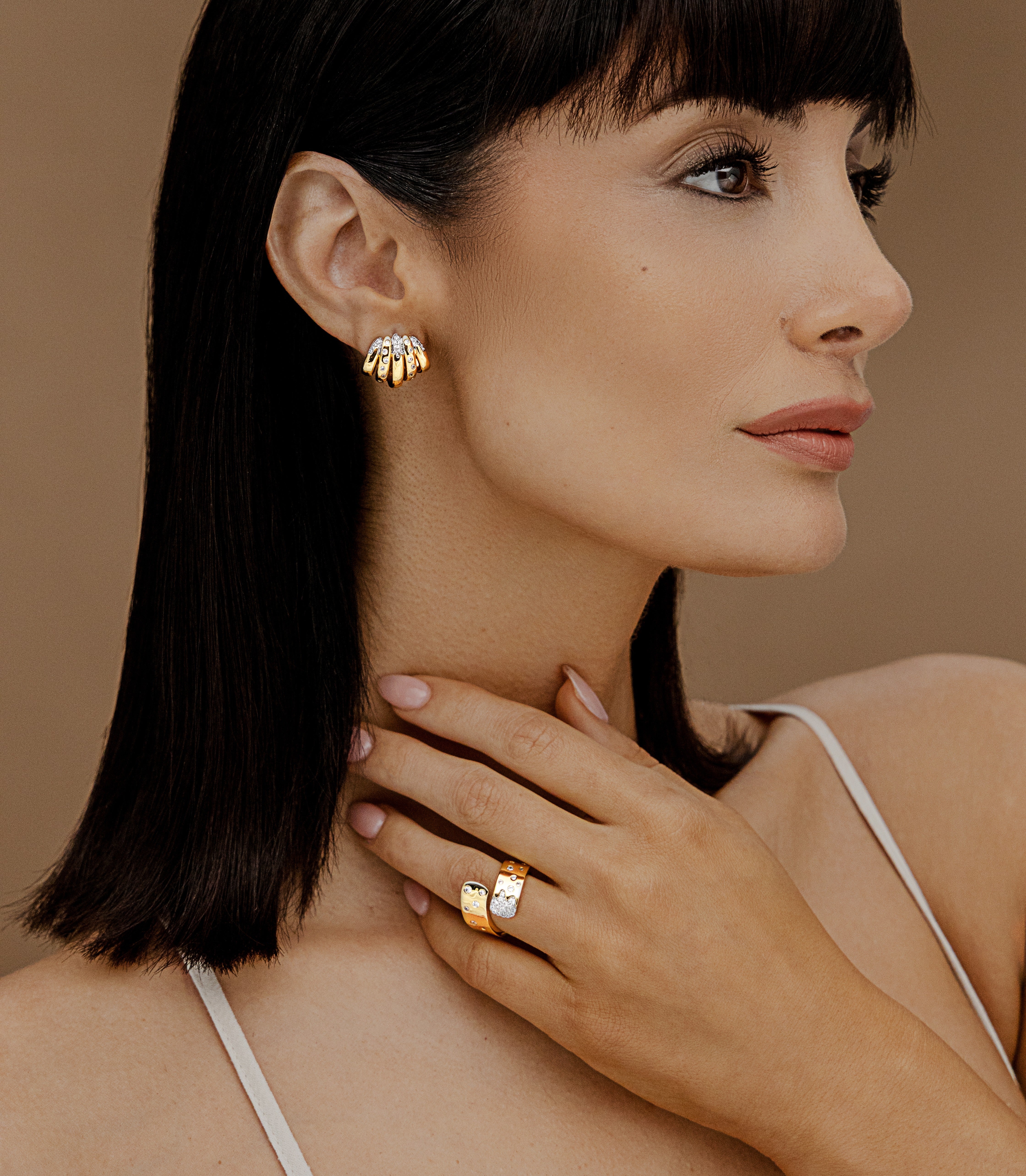 5 Rows Scattered Pave Earring - Josefina Jewels
