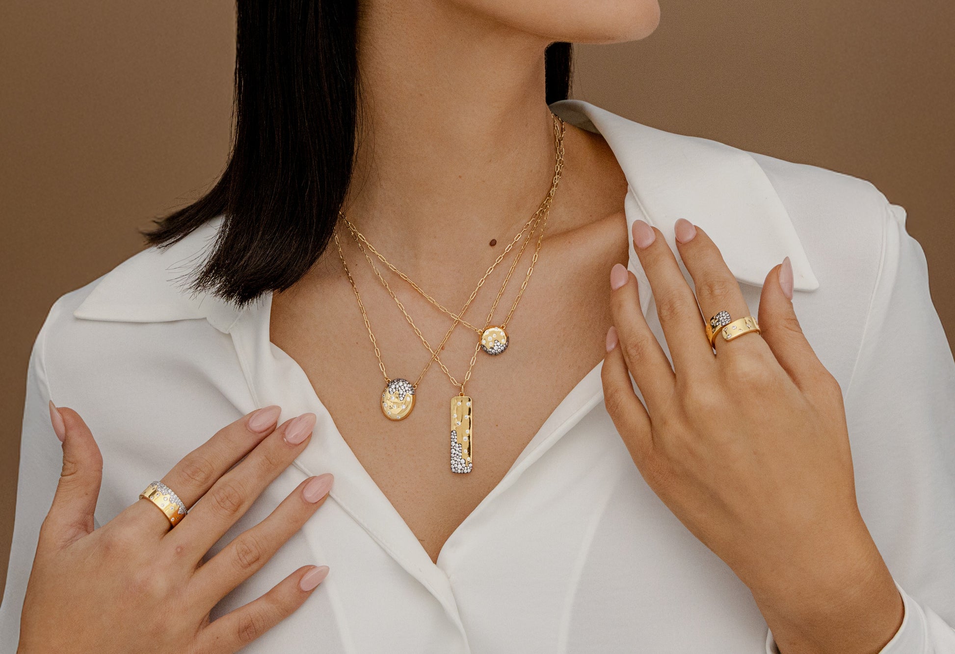 Scattered Pave Rectangle Necklace - Josefina Jewels