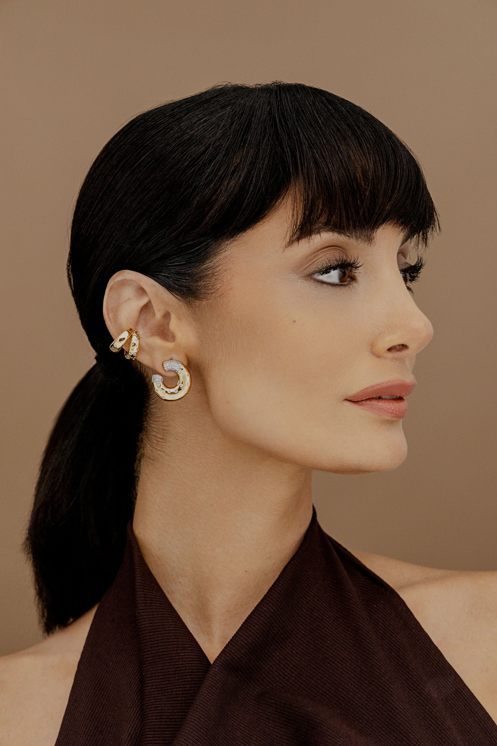 C Scattered Pave Earring - Josefina Jewels