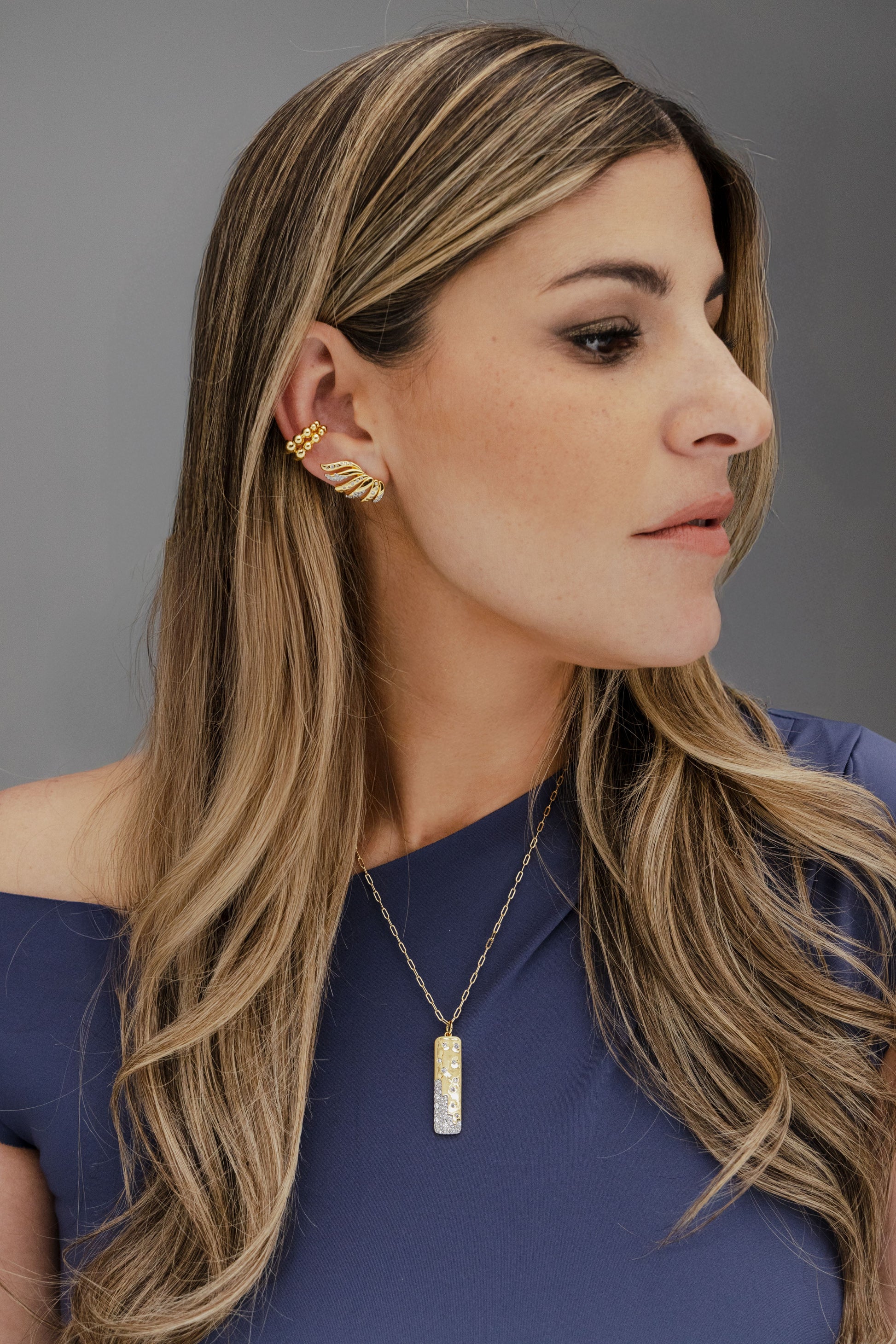 Scattered Pave Rectangle Necklace - Josefina Jewels