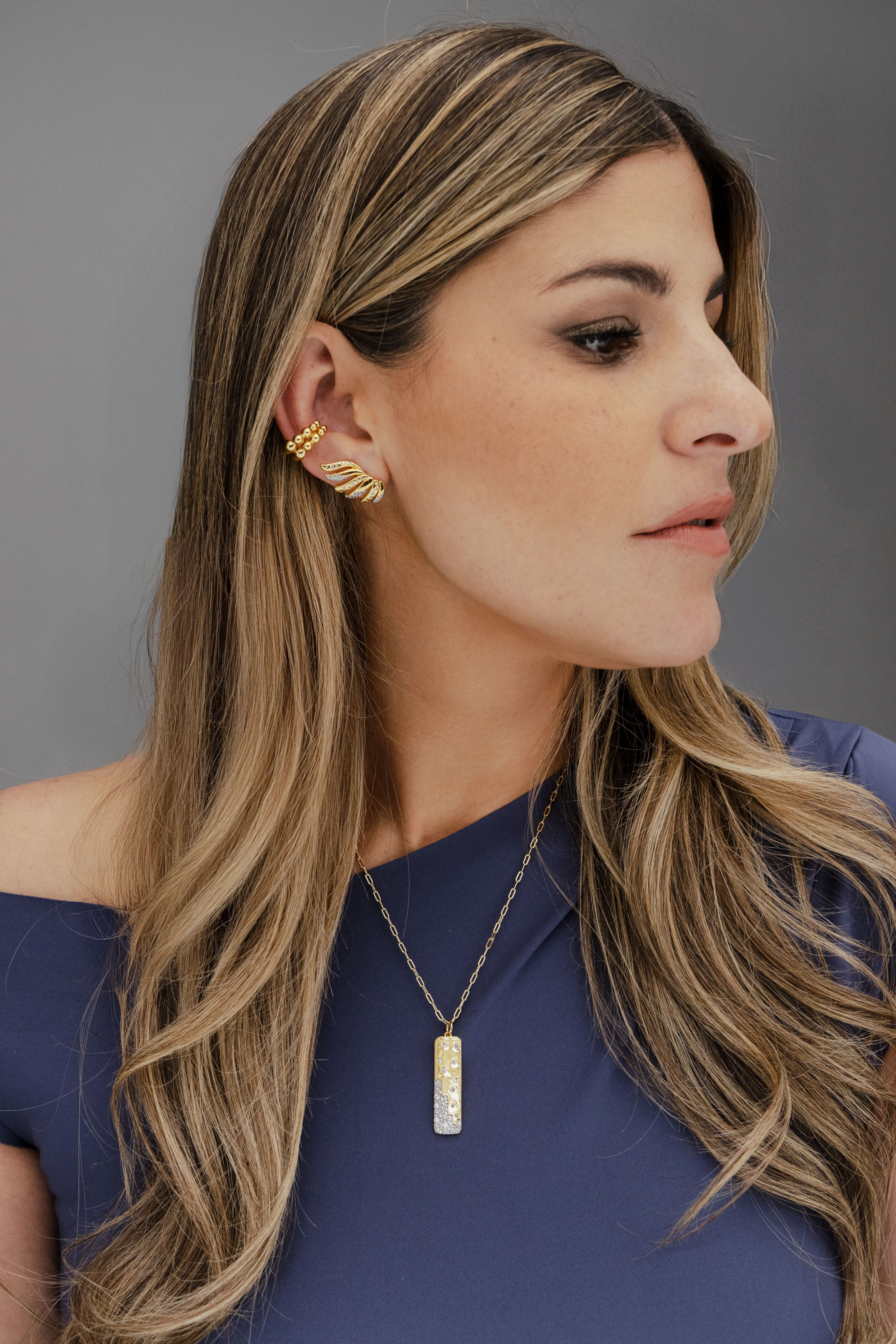 Scattered Pave Rectangle Necklace - Josefina Jewels