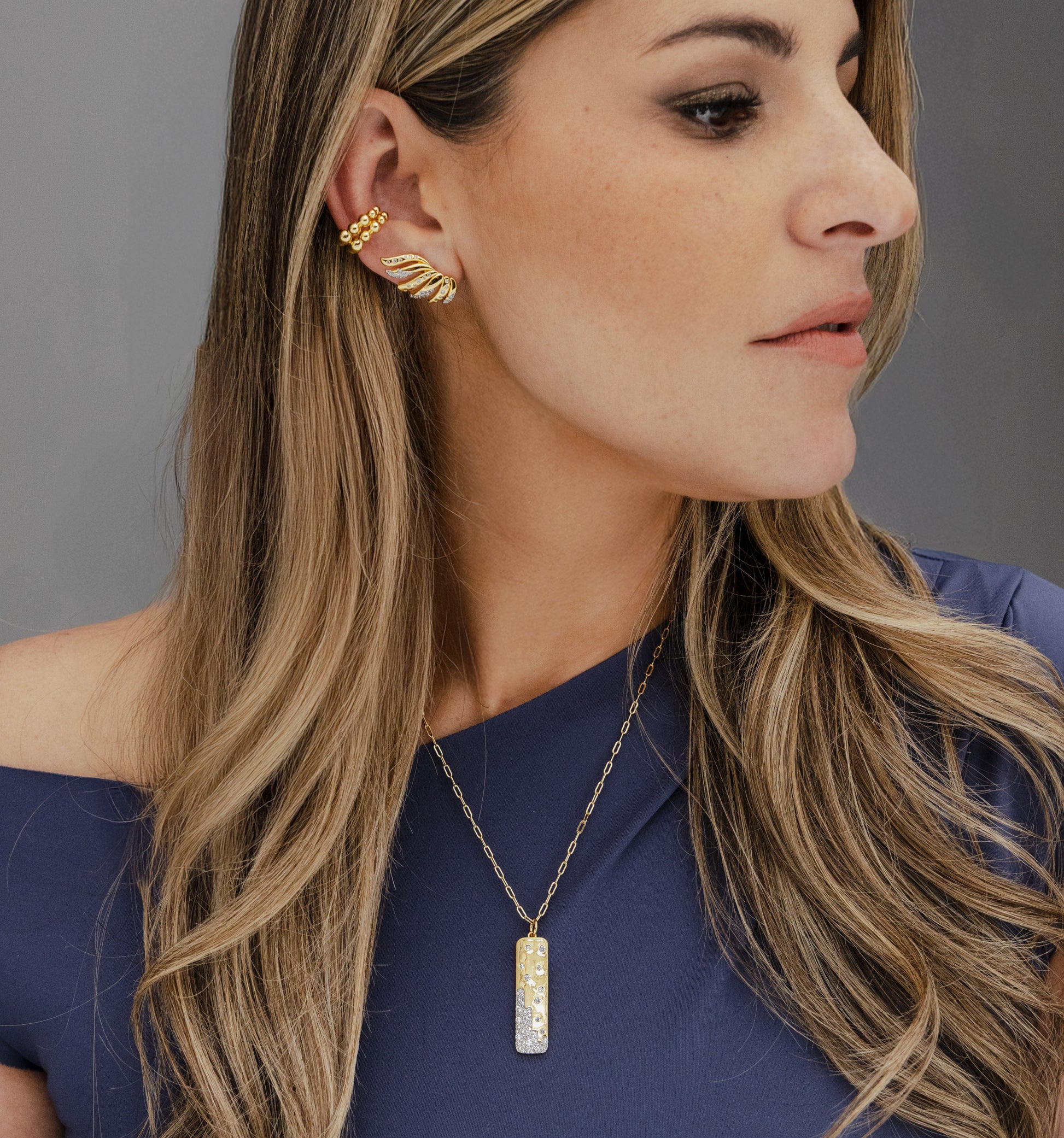Wings Scattered Pave Ear Climber Earrings - Josefina Jewels