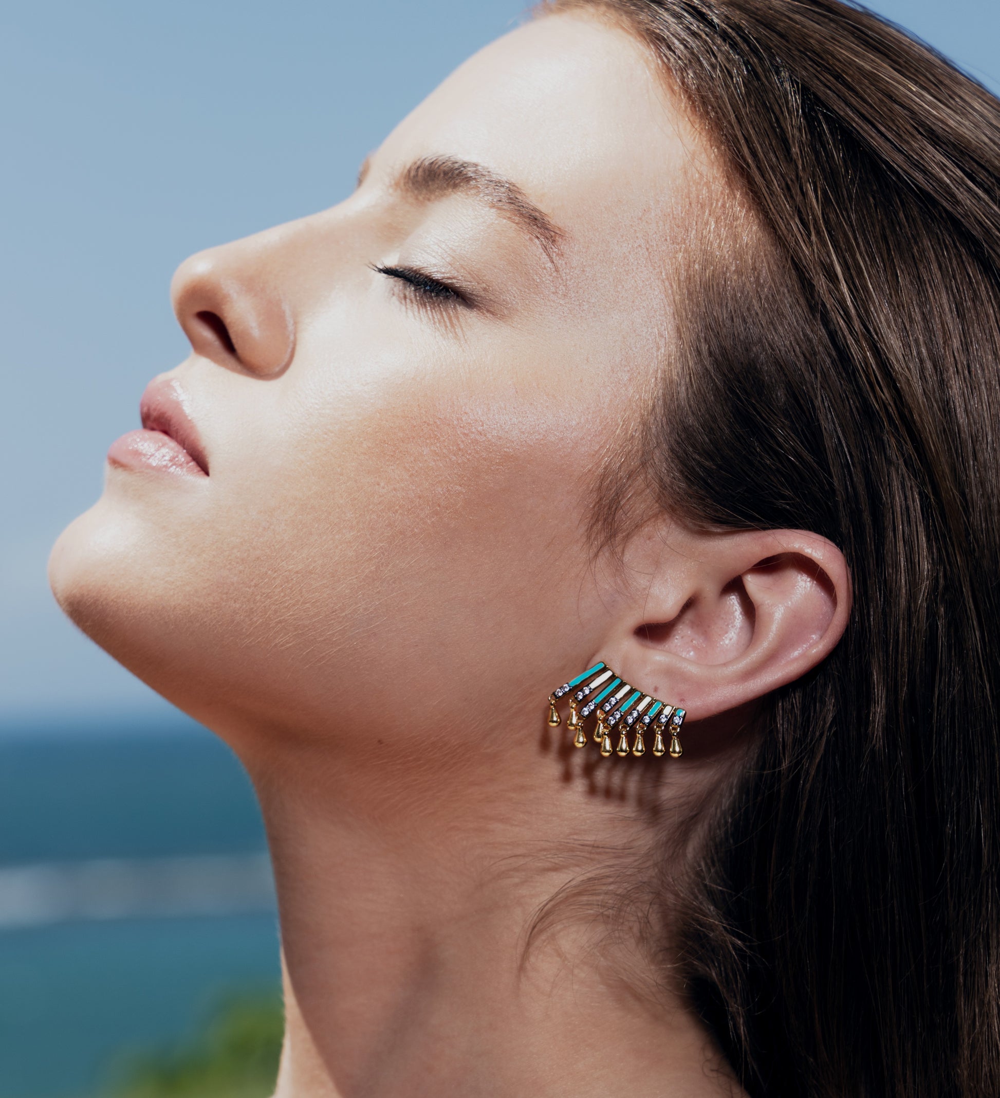 Beatriz Enamel Ear Climber Earrings - Josefina Jewels