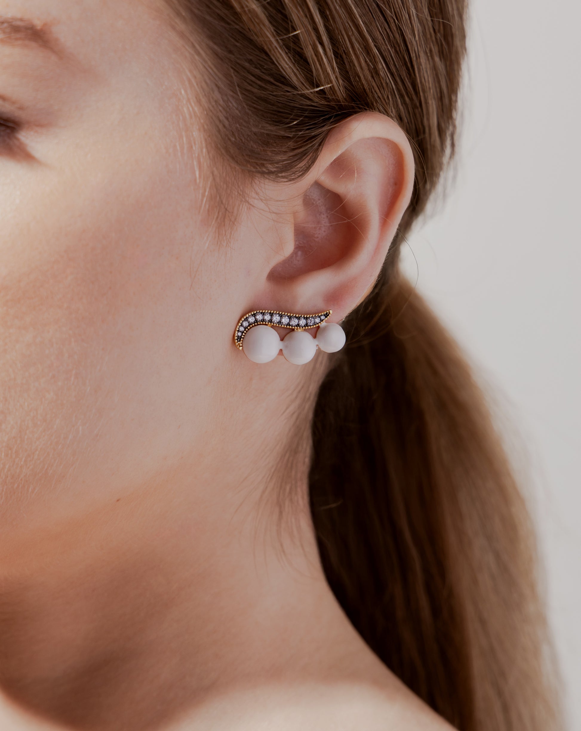 Enamel Ear Climber Earrings - Josefina Jewels