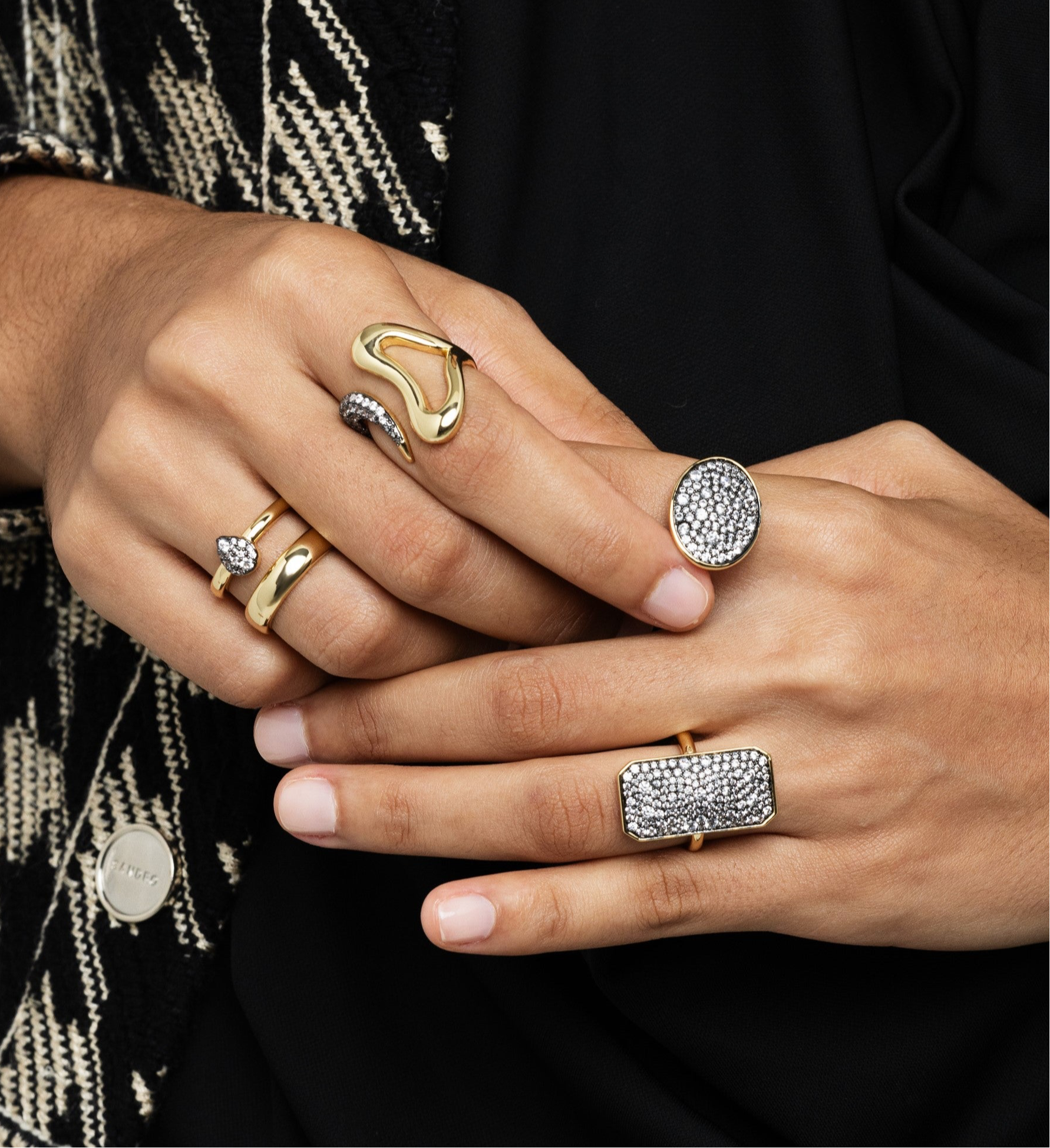 Pave Pear Shape Double Ring - Josefina Jewels