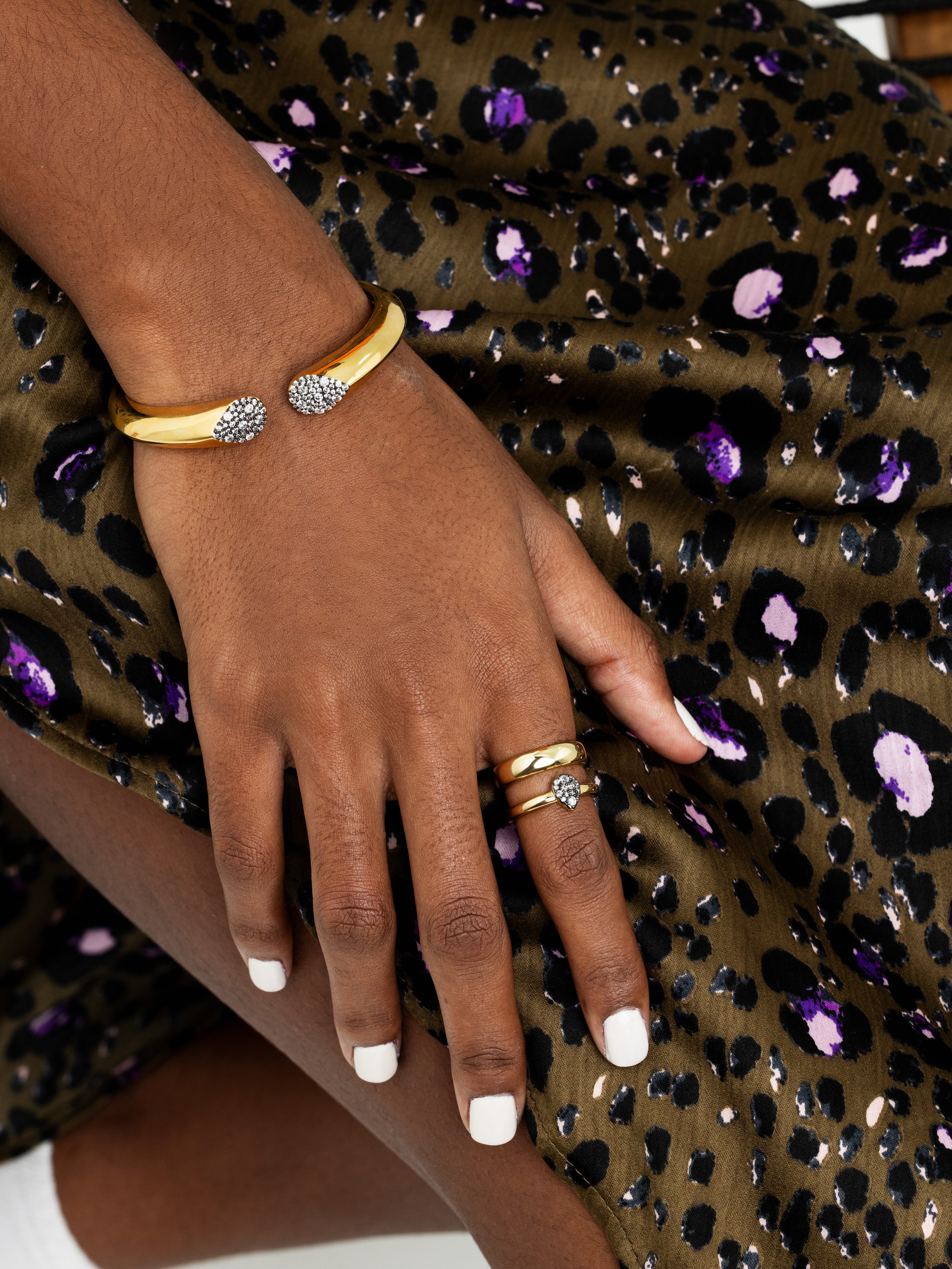 Pave Pear Shape Bangle Bracelet - Josefina Jewels
