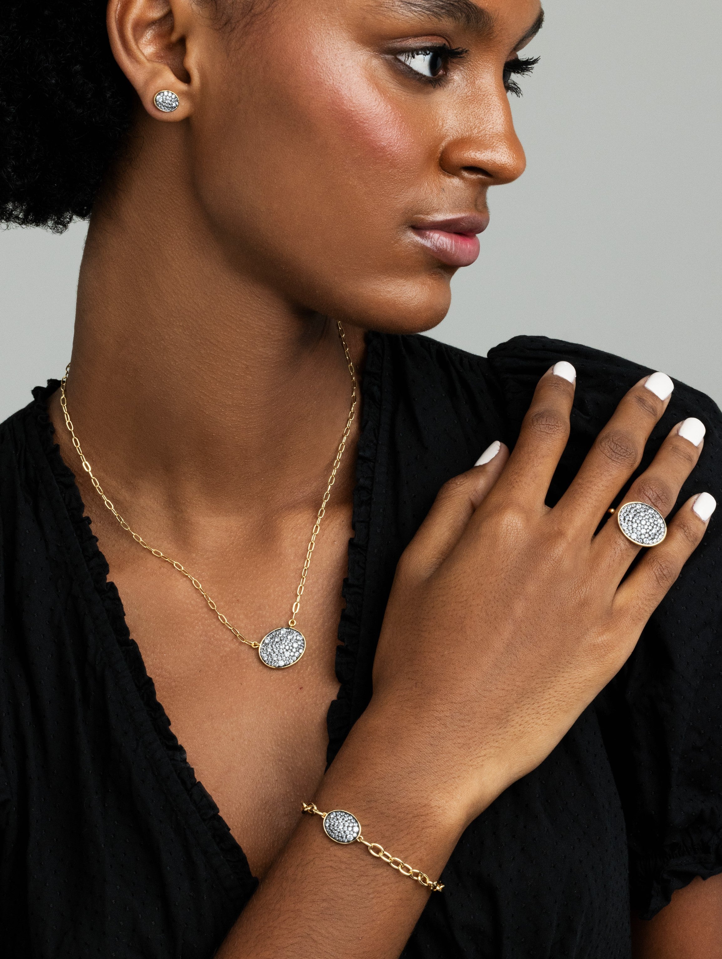 Pave Oval Shape Chain Bracelet - Josefina Jewels