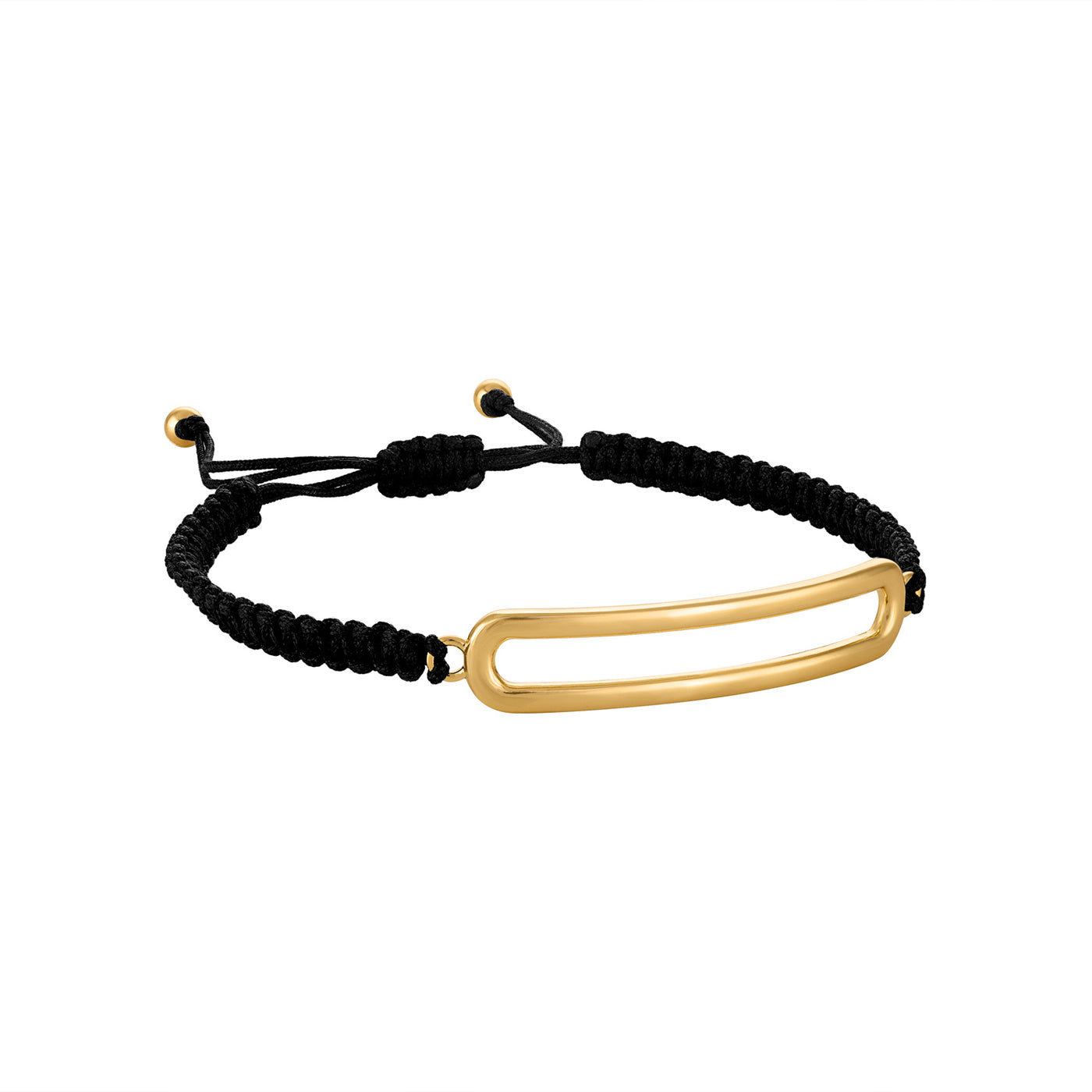 Golden Link Bracelet with Black Cord - Josefina Jewels