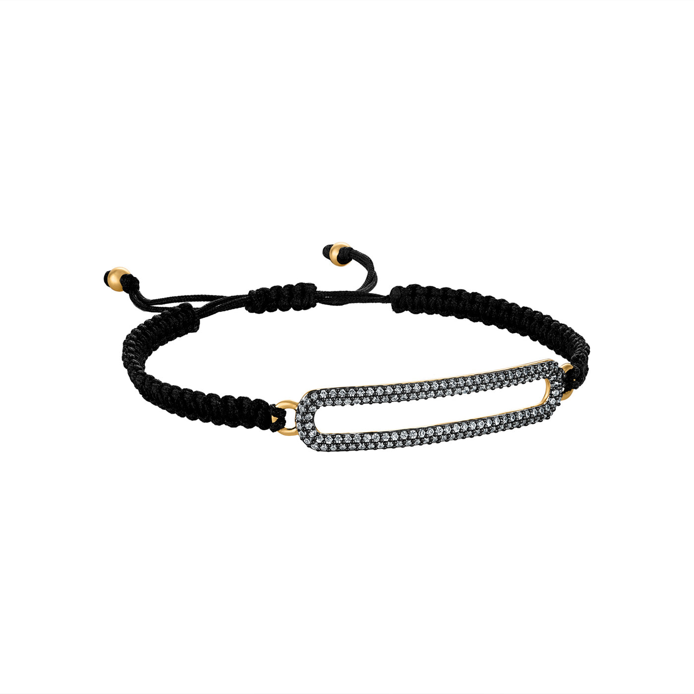 Pave Link Bracelet with Black Cord - Josefina Jewels