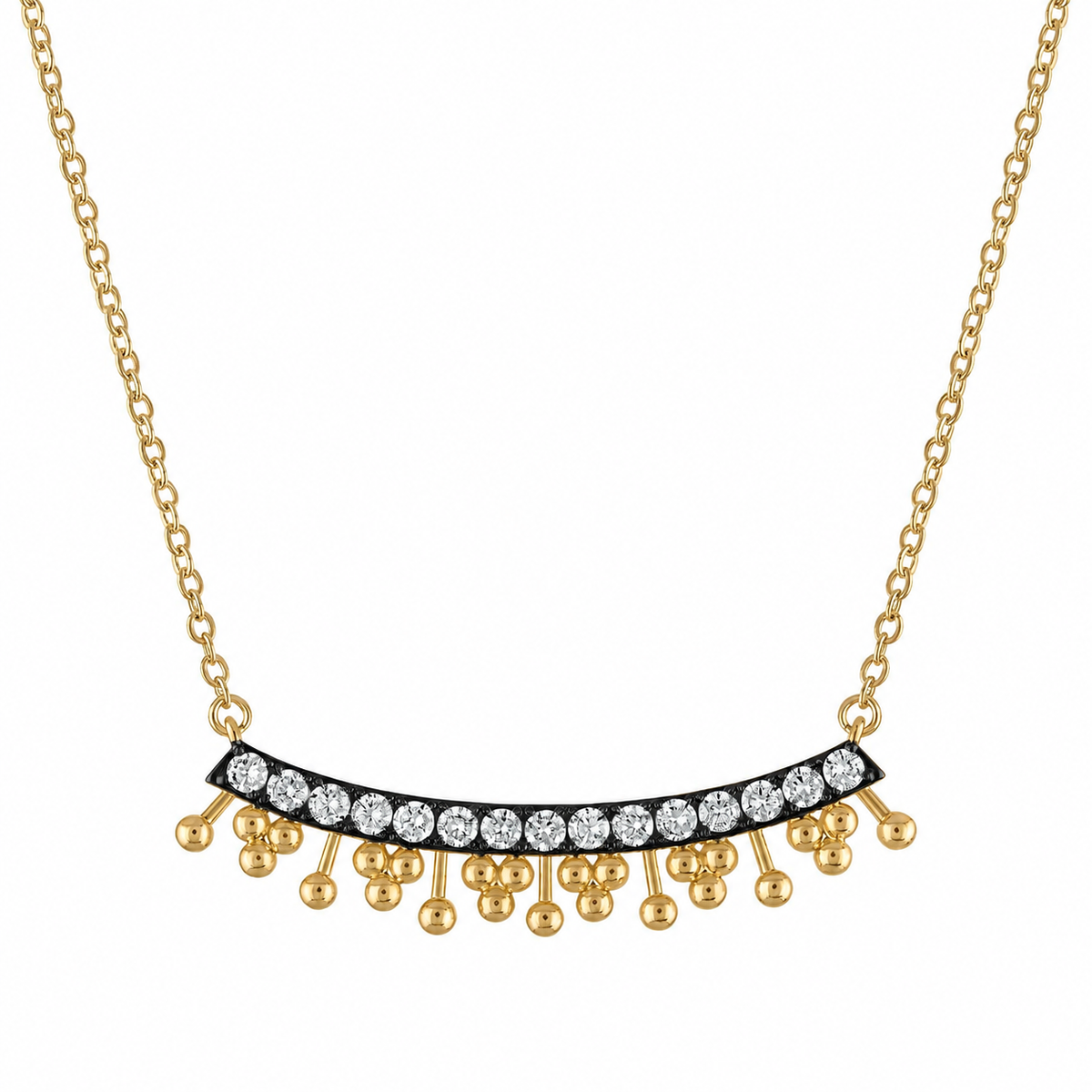 Gold Beaded Fringe Necklace