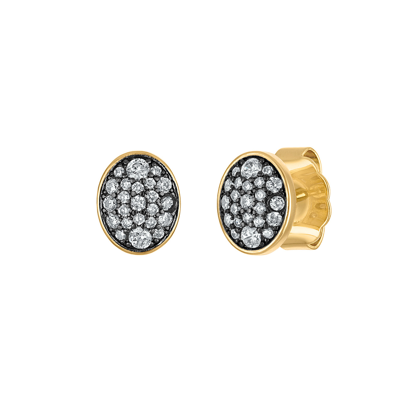 Pave Oval Shape Stud Earrings