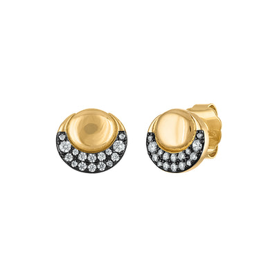 Pave & Gold Oval Stud Earring