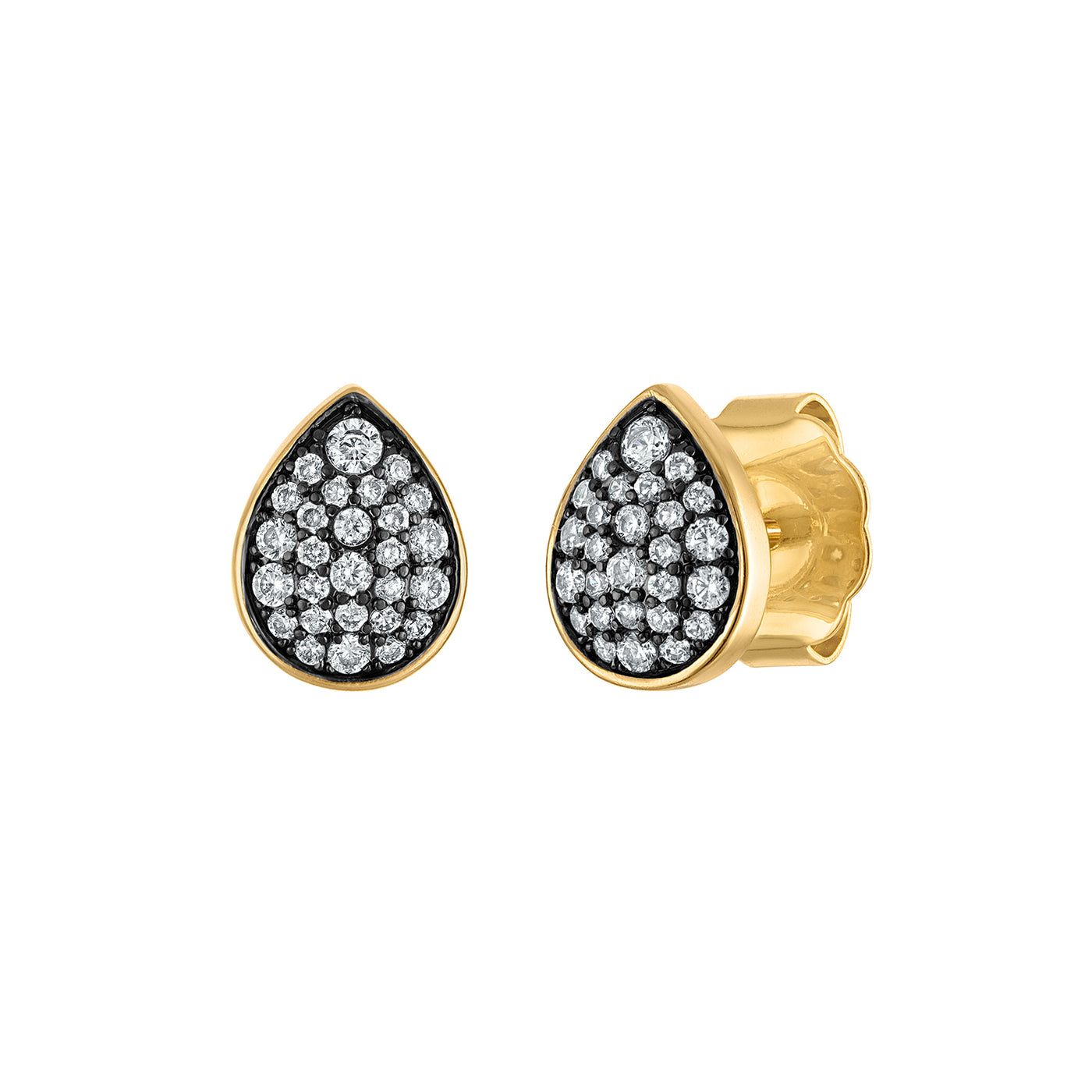 Pave Pear Shape Stud Earrings