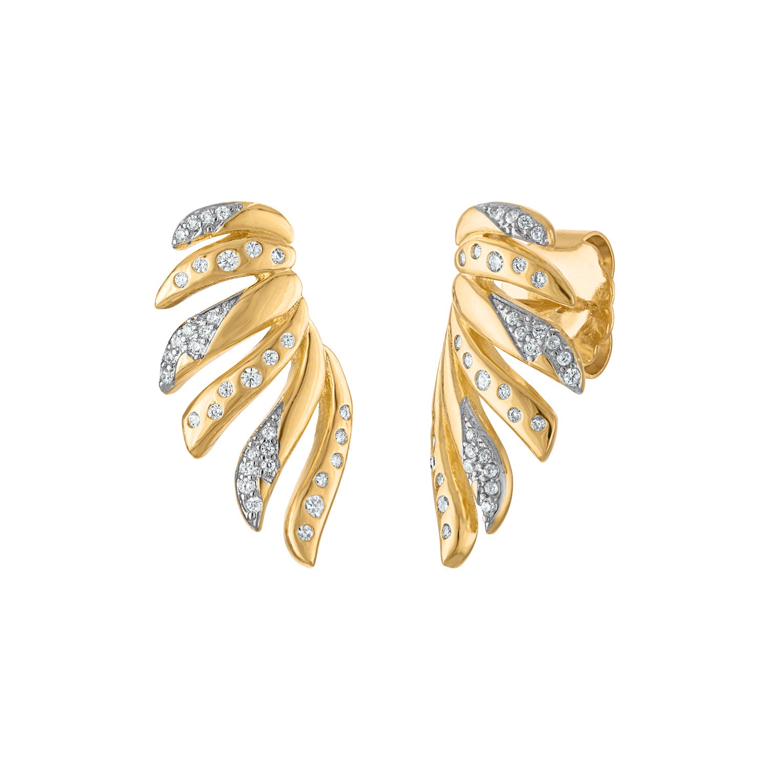 Wings Scattered Pave Ear Climber Earrings - Josefina Jewels