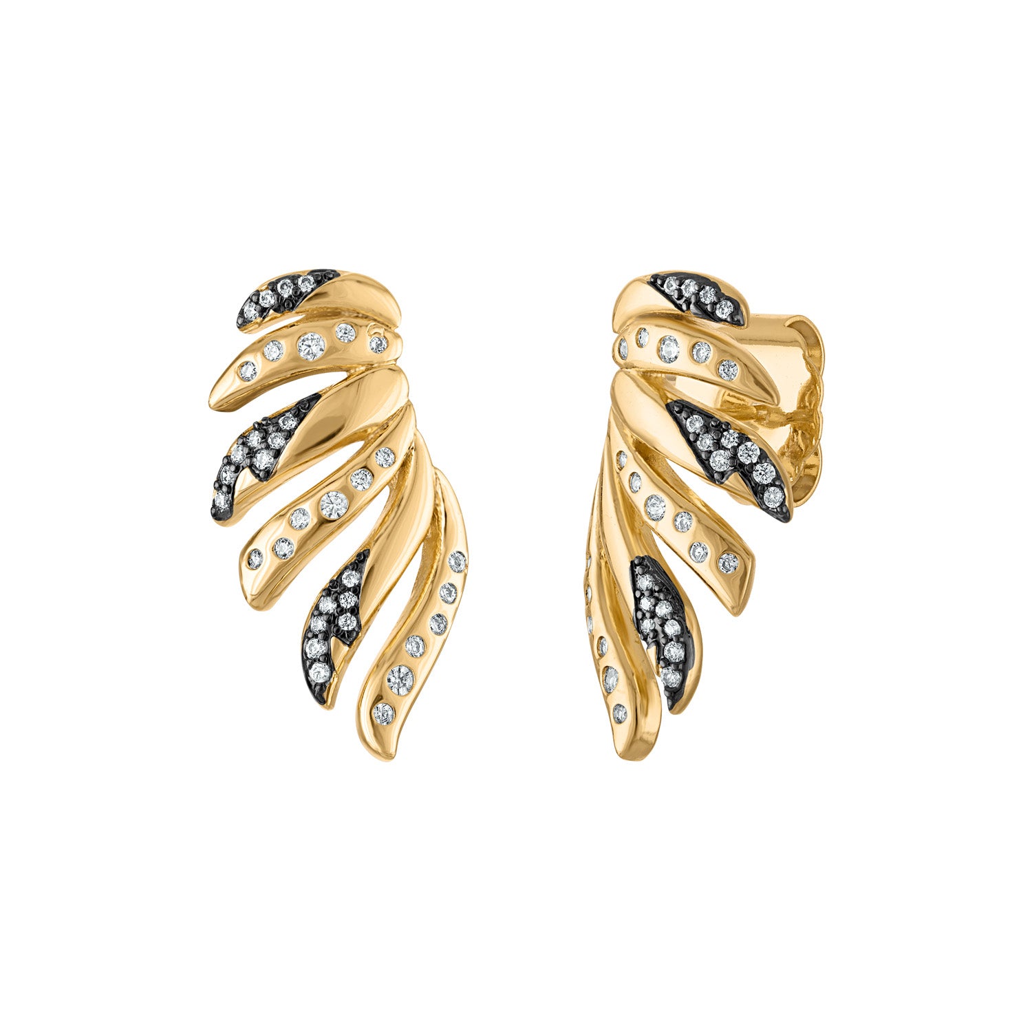 Wings Scattered Pave Ear Climber Earrings - Josefina Jewels