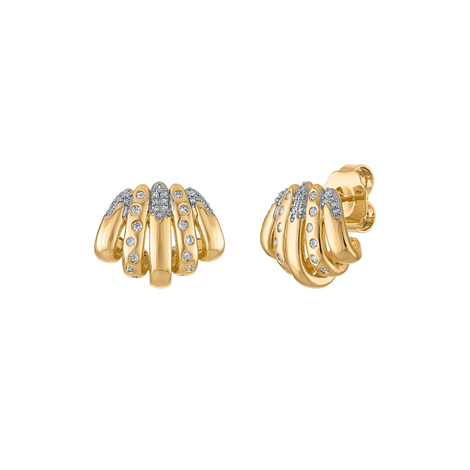 5 Rows Scattered Pave Earring - Josefina Jewels
