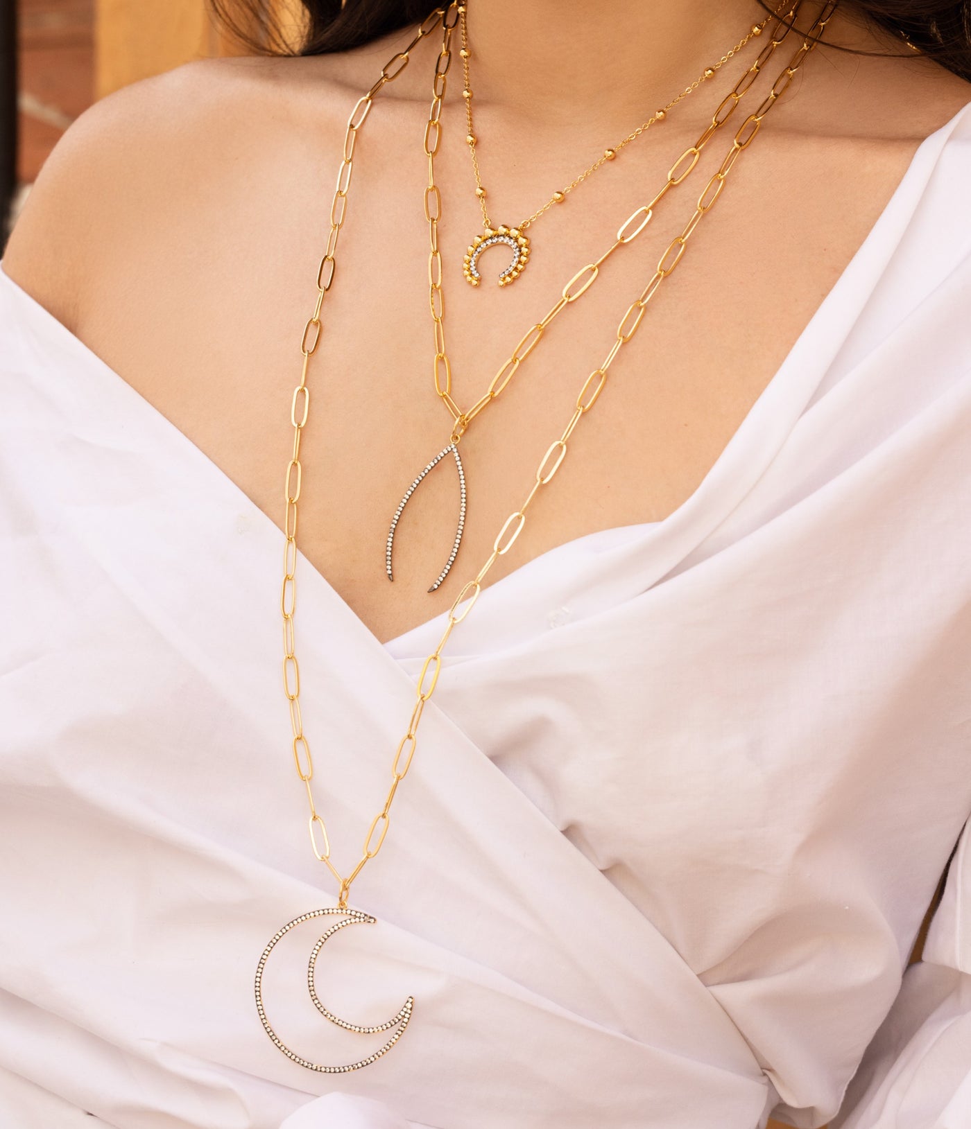 Mariela Moon Long Necklace - Josefina Jewels