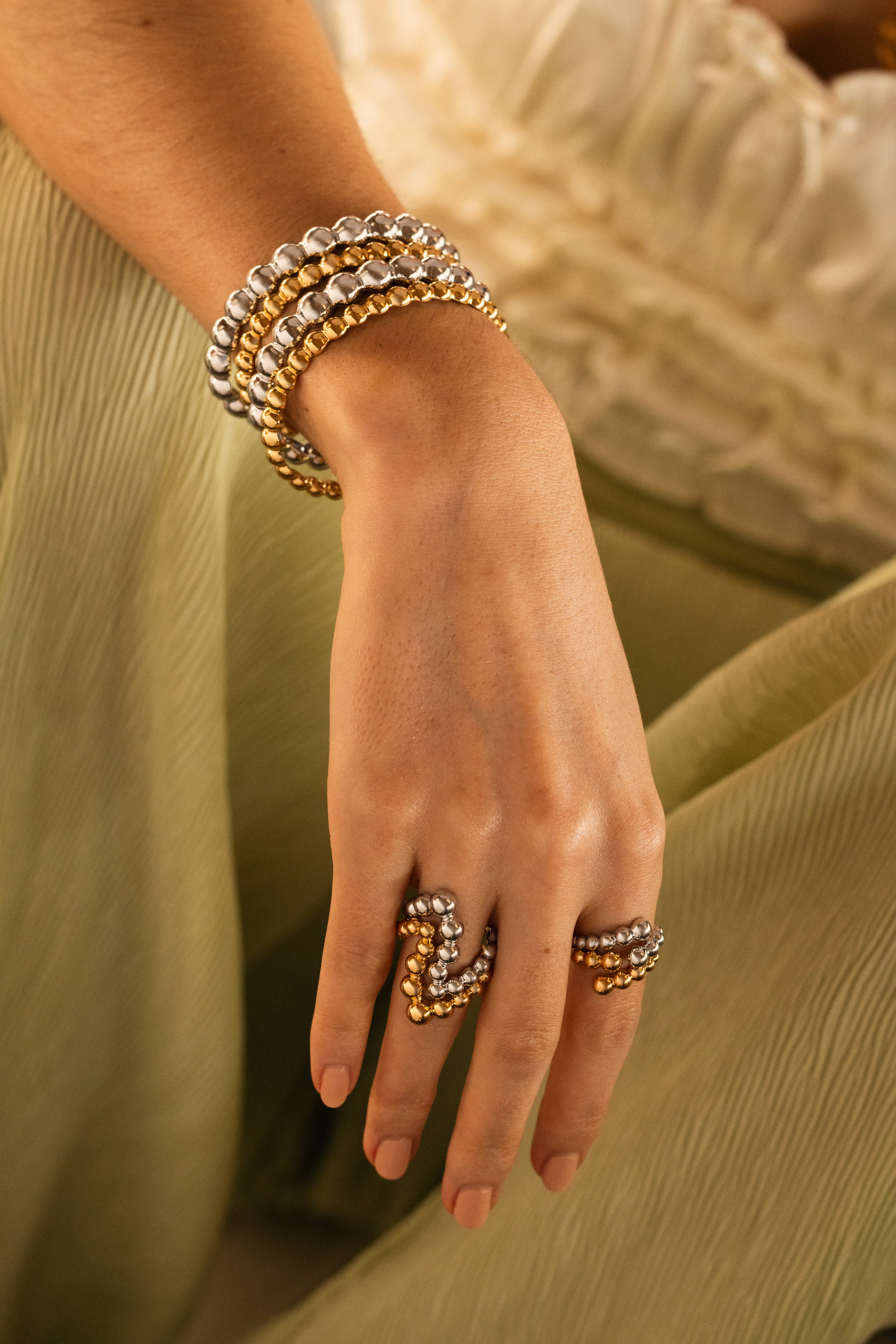 Olivia Large Ball Cuff Bracelet - Josefina Jewels