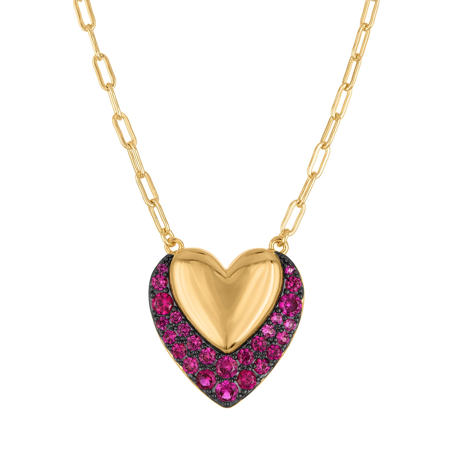 Golden Heart & Pave Color Necklace - Josefina Jewels