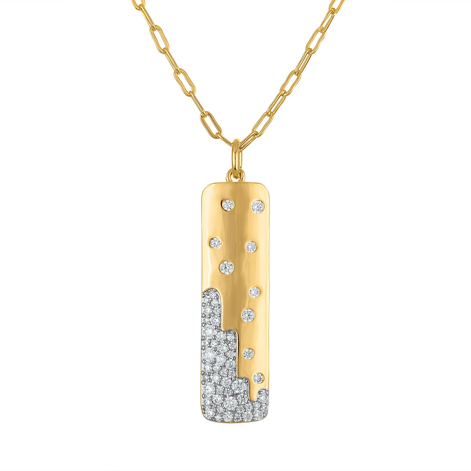 Scattered Pave Rectangle Necklace - Josefina Jewels